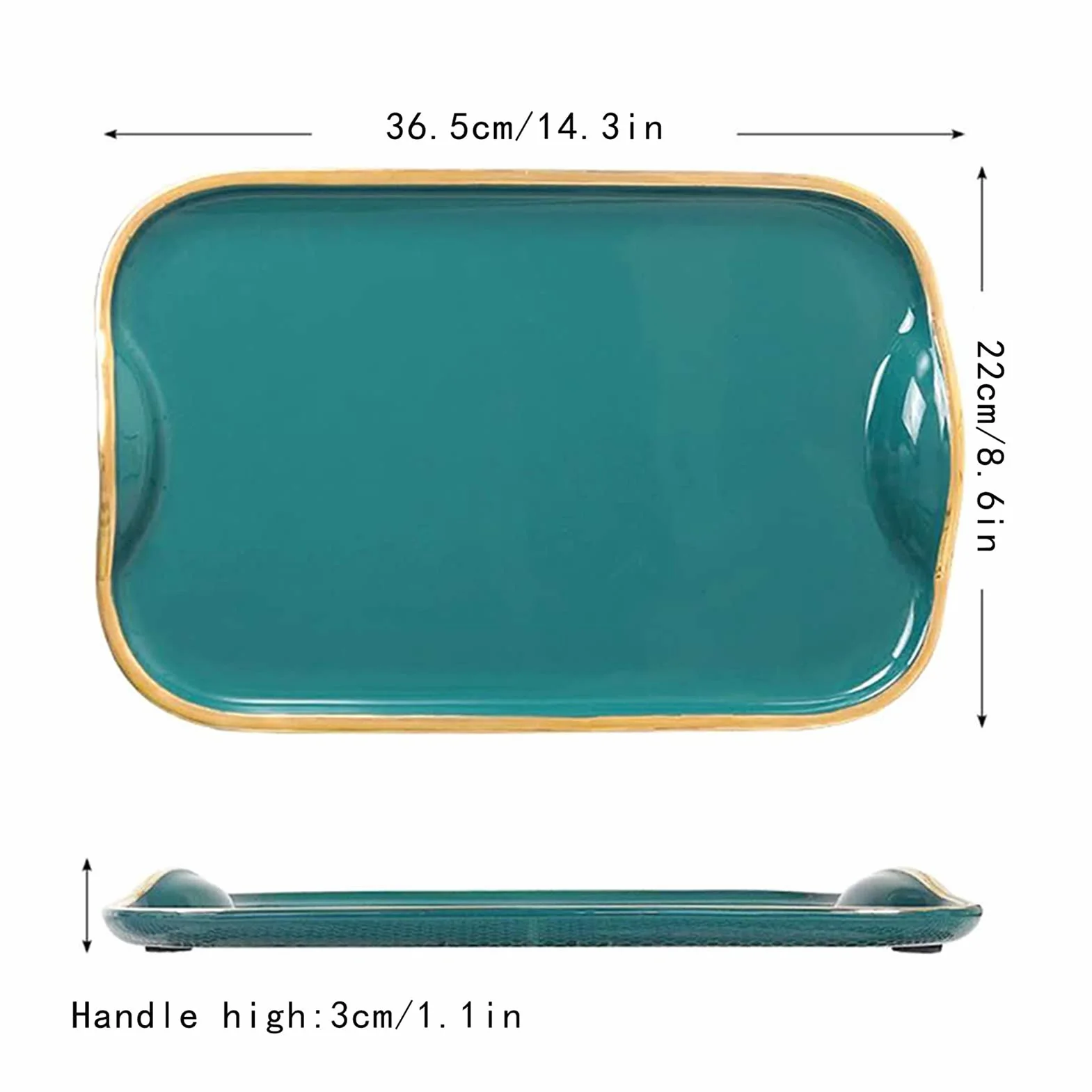 Regał do przechowywania taca do serwowania nowoczesny dom dekoracyjna szuflada elegancka prostokątna ceramiczna taca na stolik kawowy do salonu Vanity Bathroom Wkład na sztućce (kolor: B)
