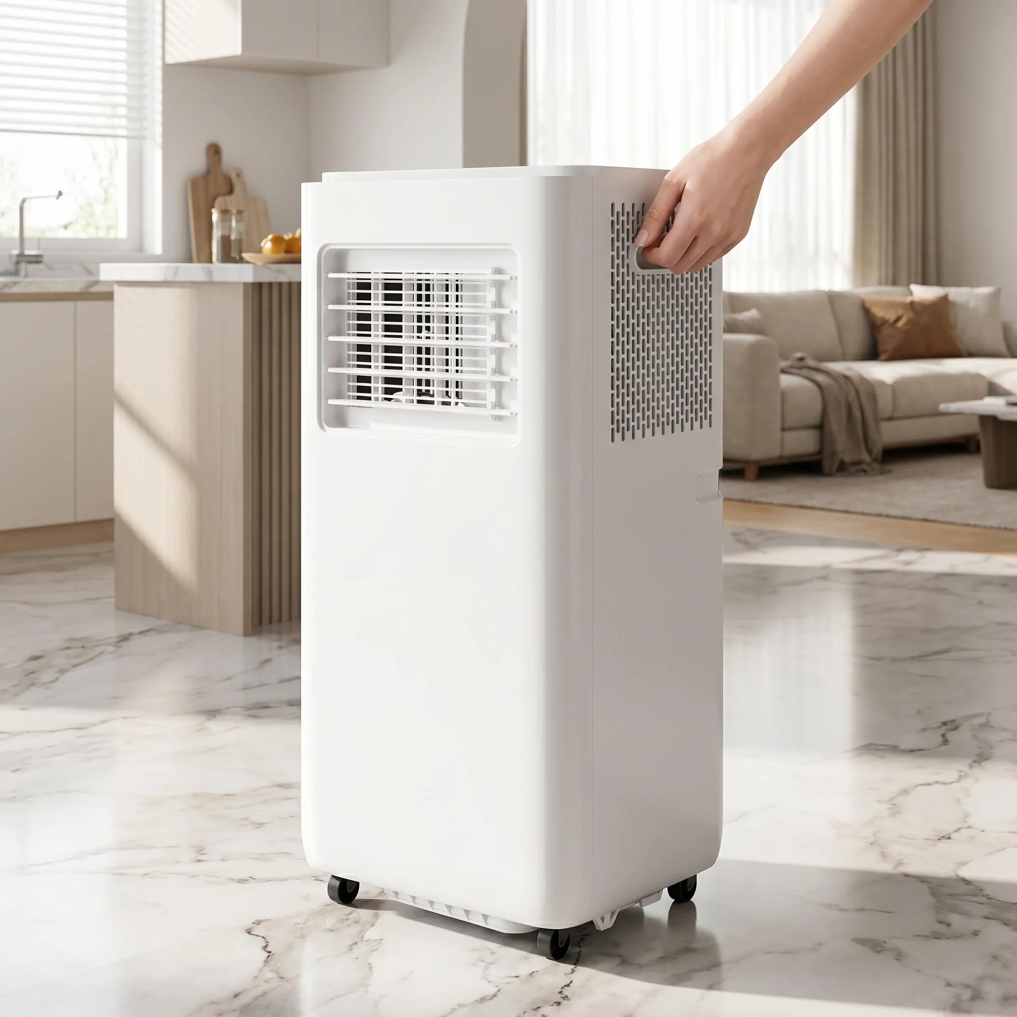 Przenośny klimatyzator 12000 BTU, chłodzenie 300 m2, inteligentny klimatyzator z osuszaczem, wentylator, 24-godzinny timer i pilot zdalnego sterowania, oscylacja 120°