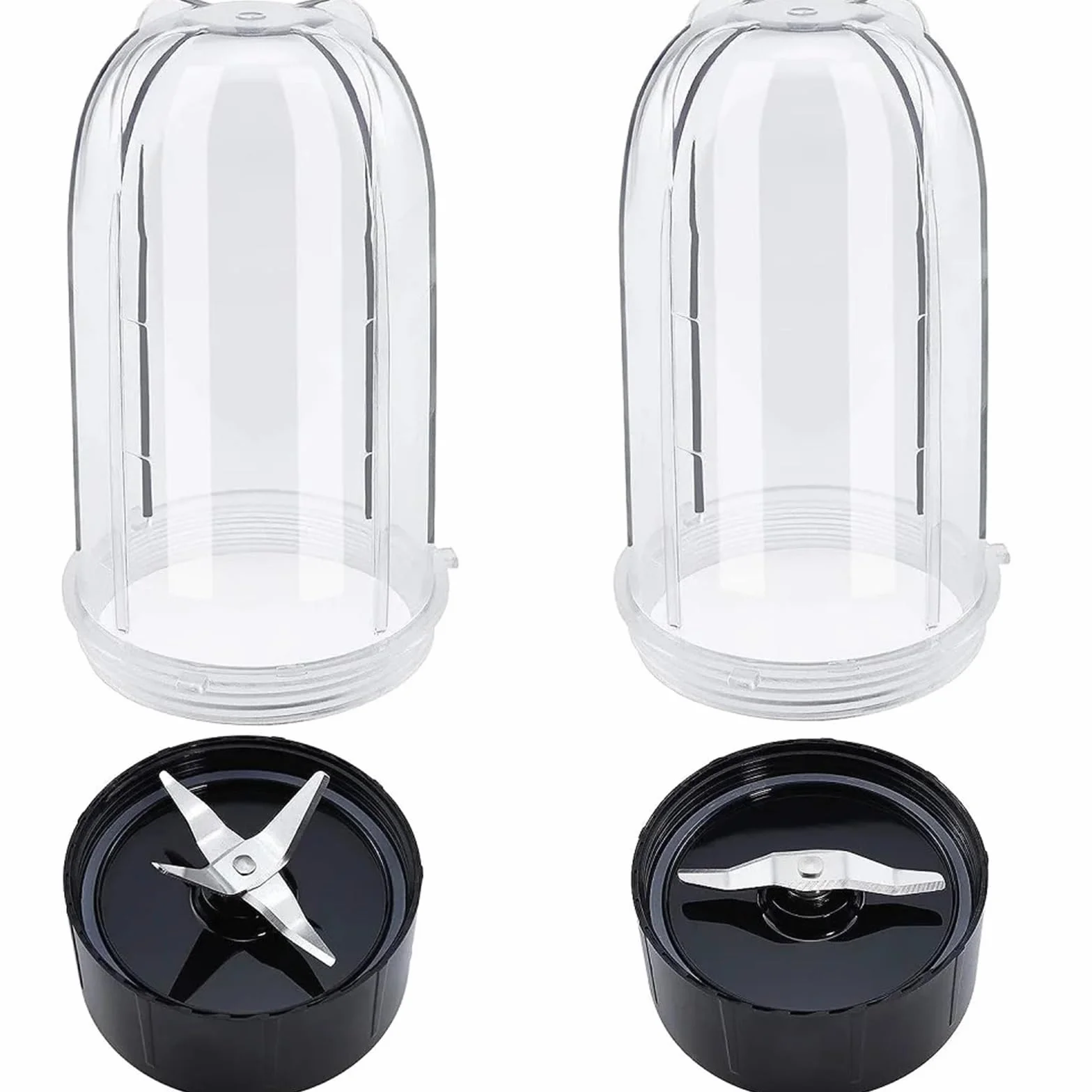 Zestaw 2 wysokich kubków o pojemności 16 uncji z kombinacją krzyżowych i płaskich noży do sokowirówki Magic Bullet Blender 250 W MB-1001 Wymienne ostrze blendera