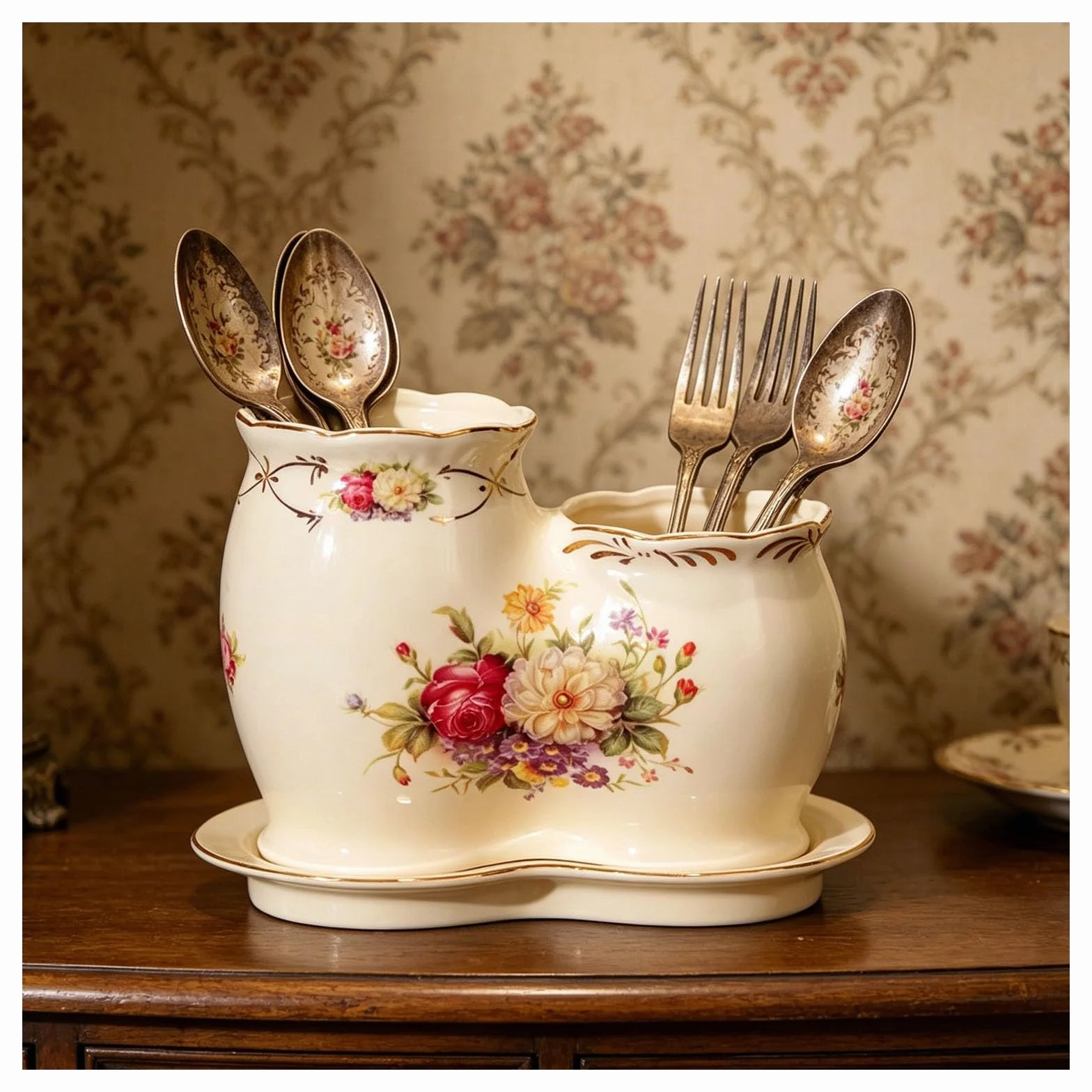 Uchwyt na przybory kuchenne do kuchni, ceramiczny pojemnik na sztućce z podstawą odpływową, pojemnik na przybory kuchenne na blat do przechowywania łyżek i sztućców, dekoracyjne akcesoria do stołu