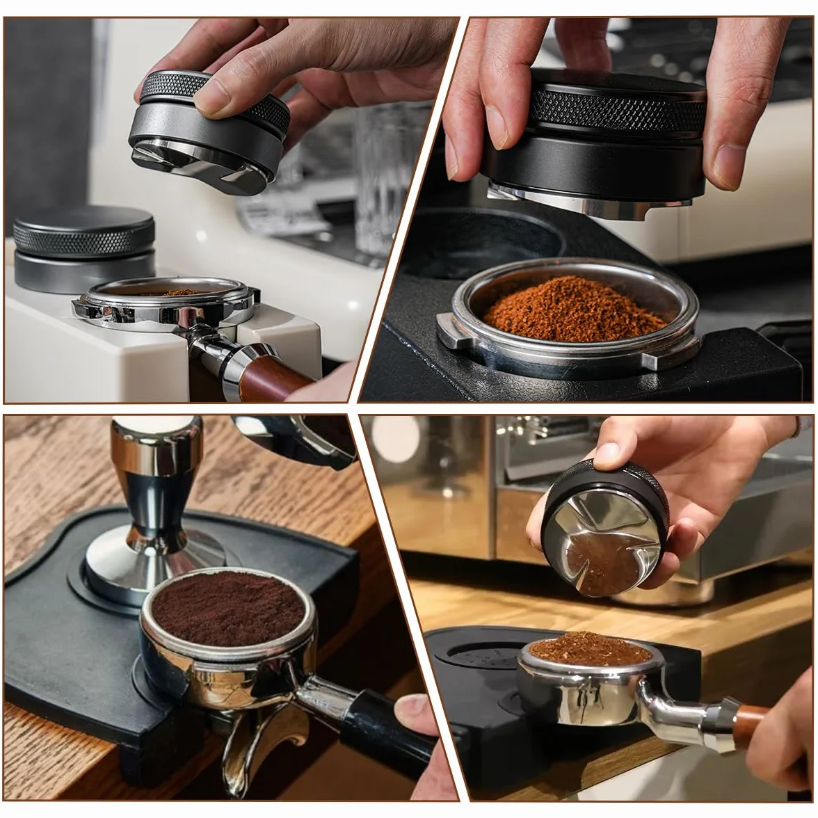 Rairsky Dystrybutor 51 mm, stal nierdzewna 304, regulator espresso, z regulacją wysokości, akcesoria do espresso 51 mm, niwelator kawy do domu, kawiarni, baru, biura i restauracji (czarny)