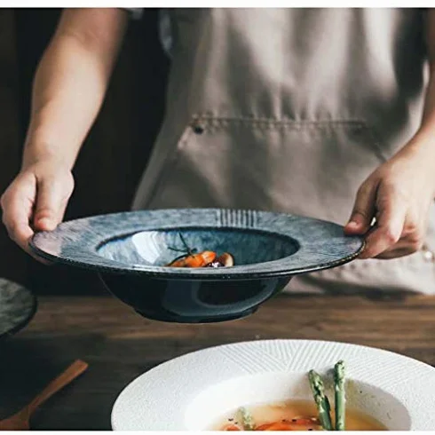 Kreatywny ceramiczny talerz do zupy, gruba konstrukcja do zachodniej zastawy stołowej, idealny do restauracji i dań z makaronem