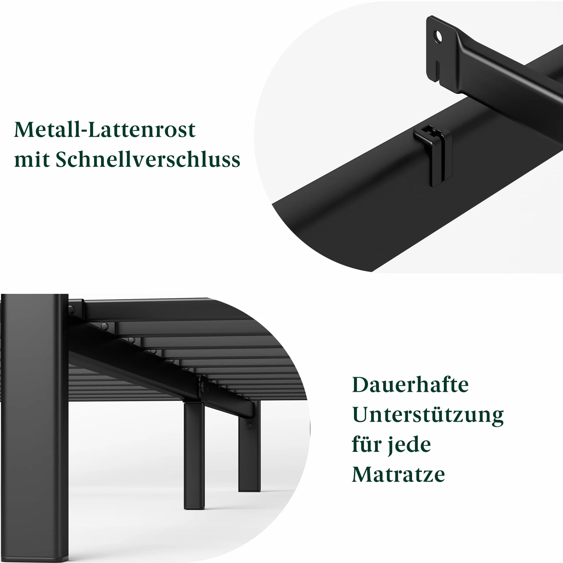Zinus Kai Rama łóżka 140 x 200 cm z bambusowym zagłówkiem – metalowe łóżko 140 x 200 cm z metalowym stelażem pod materacem – platforma o wysokości 80 cm z wolną przestrzenią pod spodem – nie wymaga