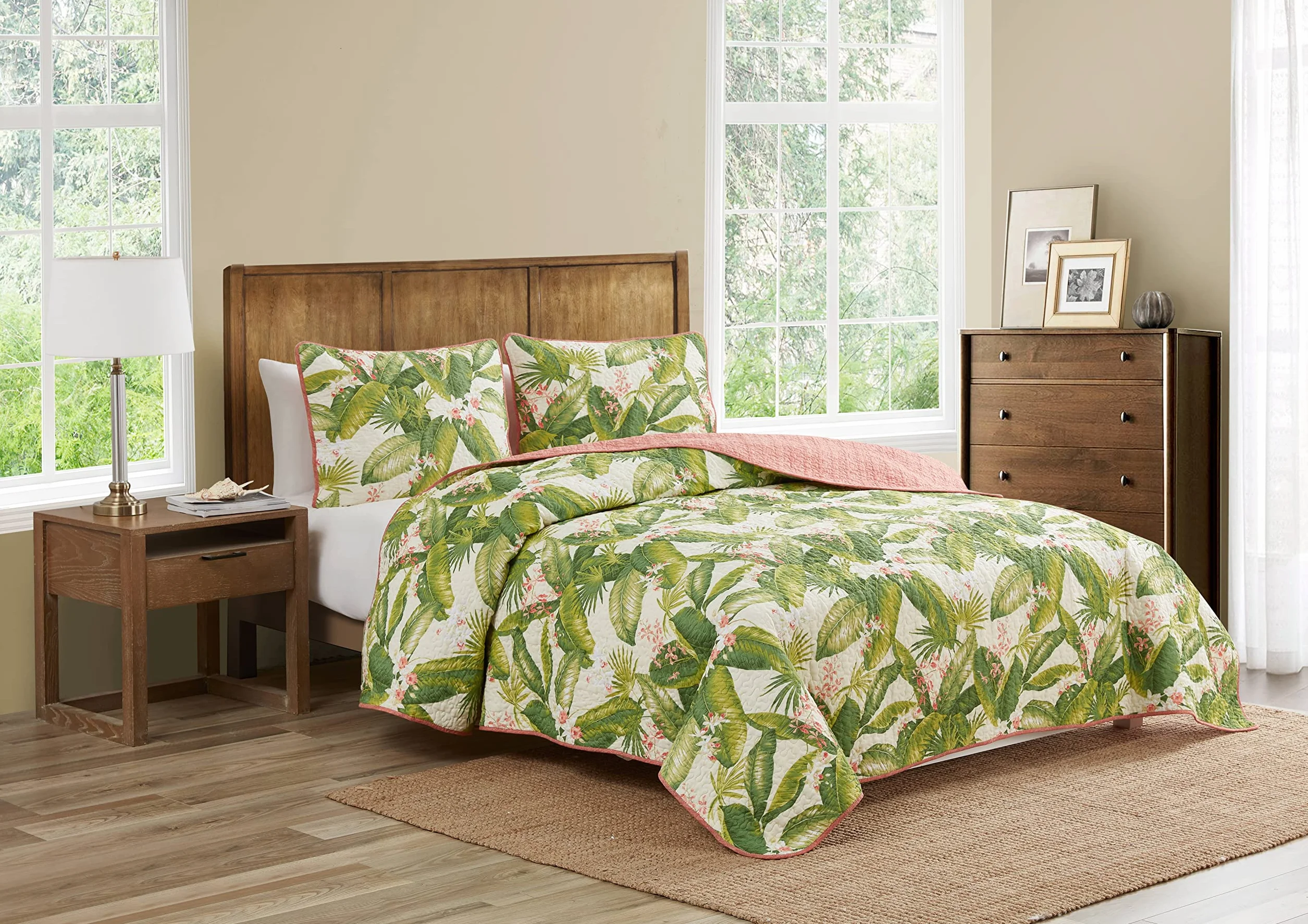 Tommy Bahama Zestaw kołdry Queen bawełna ecru dwustronna oddychająca pościel z poszewkami