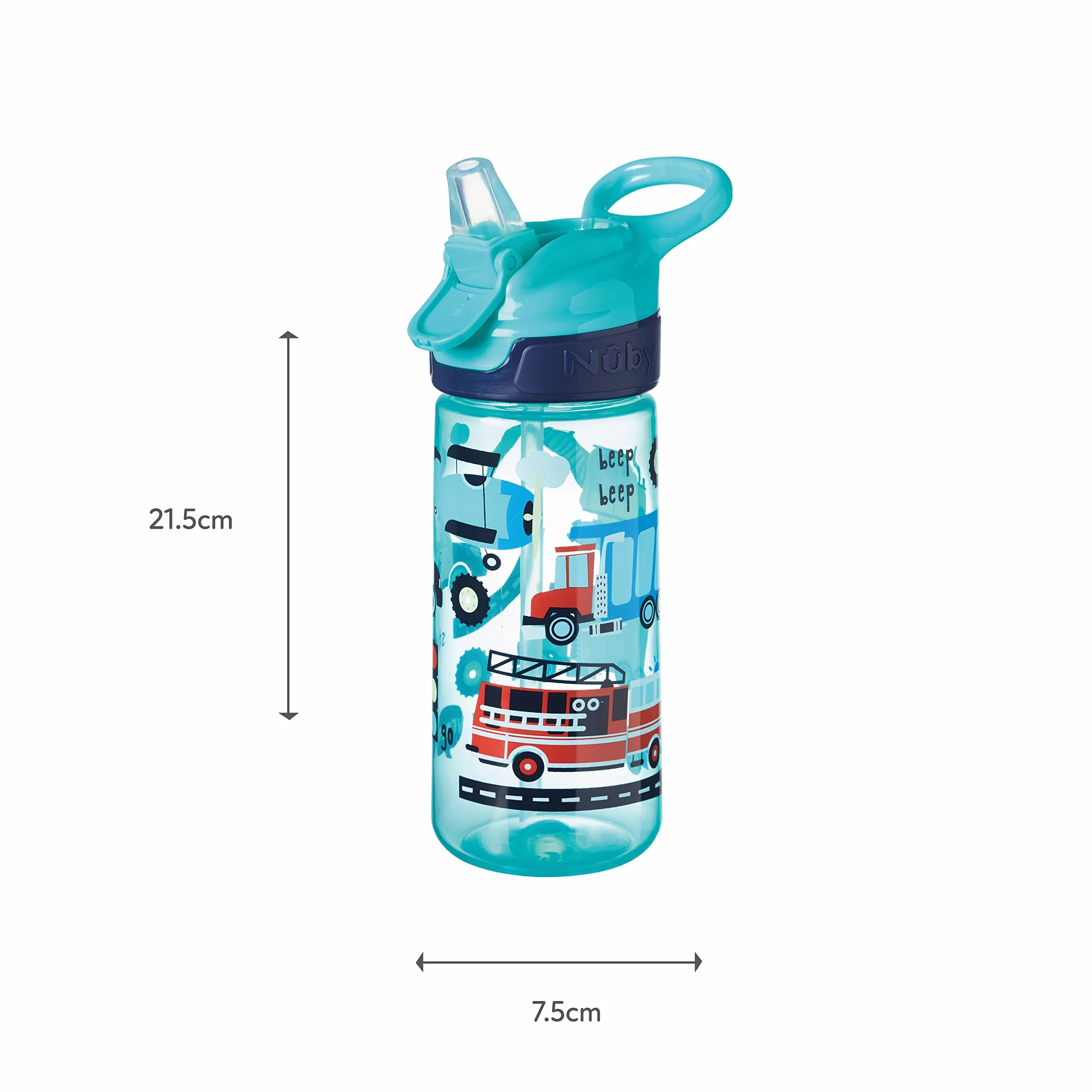 Nuby Super Quench butelka na wodę dla dzieci, 540 ml, uchwyt do przenoszenia, płynny przepływ, nadaje się do mycia w zmywarce i sterylizatora, nadaje się dla dzieci w wieku od 18 miesięcy