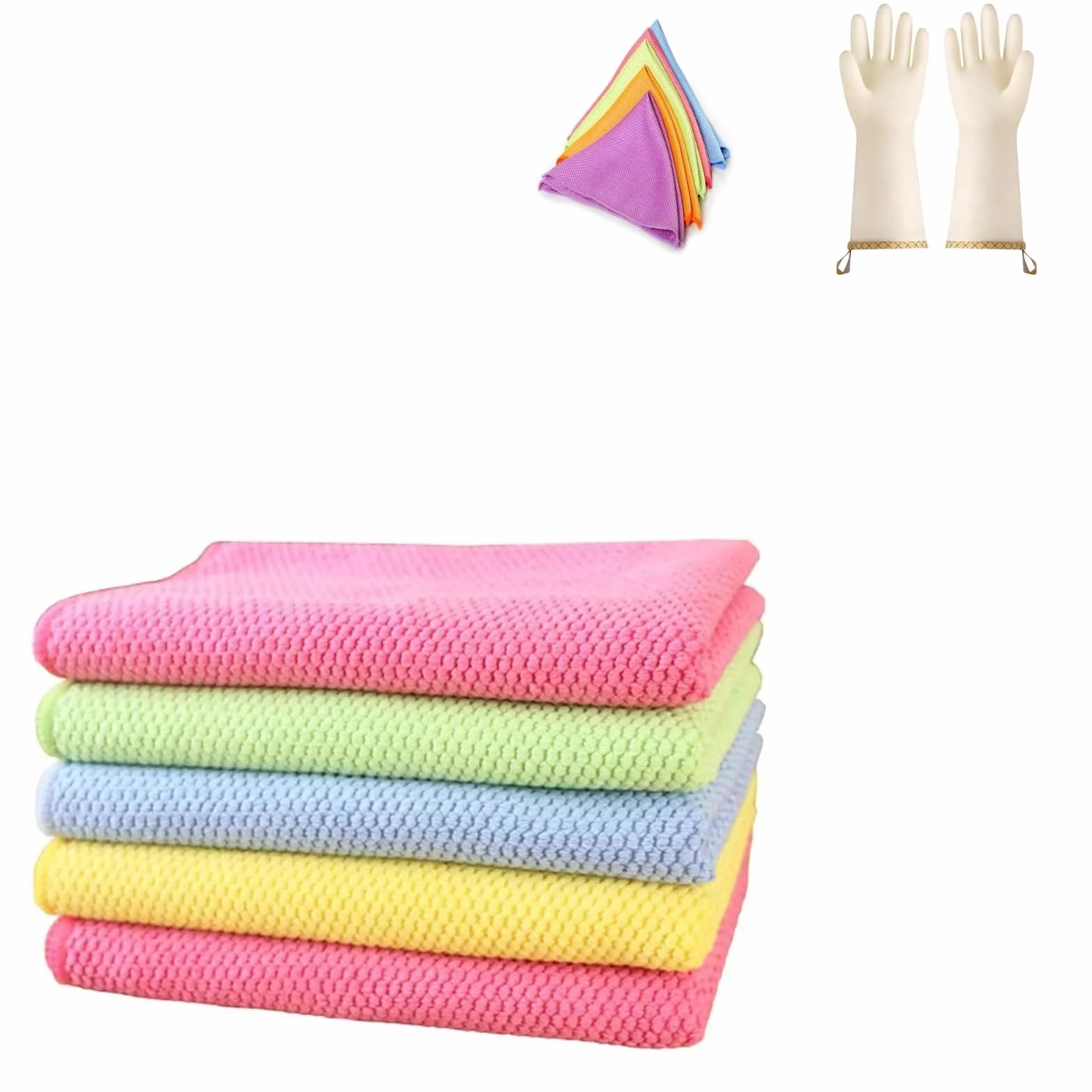 Streak-Free Miracle Cleaning Cloths Reusable Multipurpose Streak Free Miracle Cleaning Cloths Fish-Scale Streak Free Glass Cleaning Cloth for Table Kitchen(10pc)