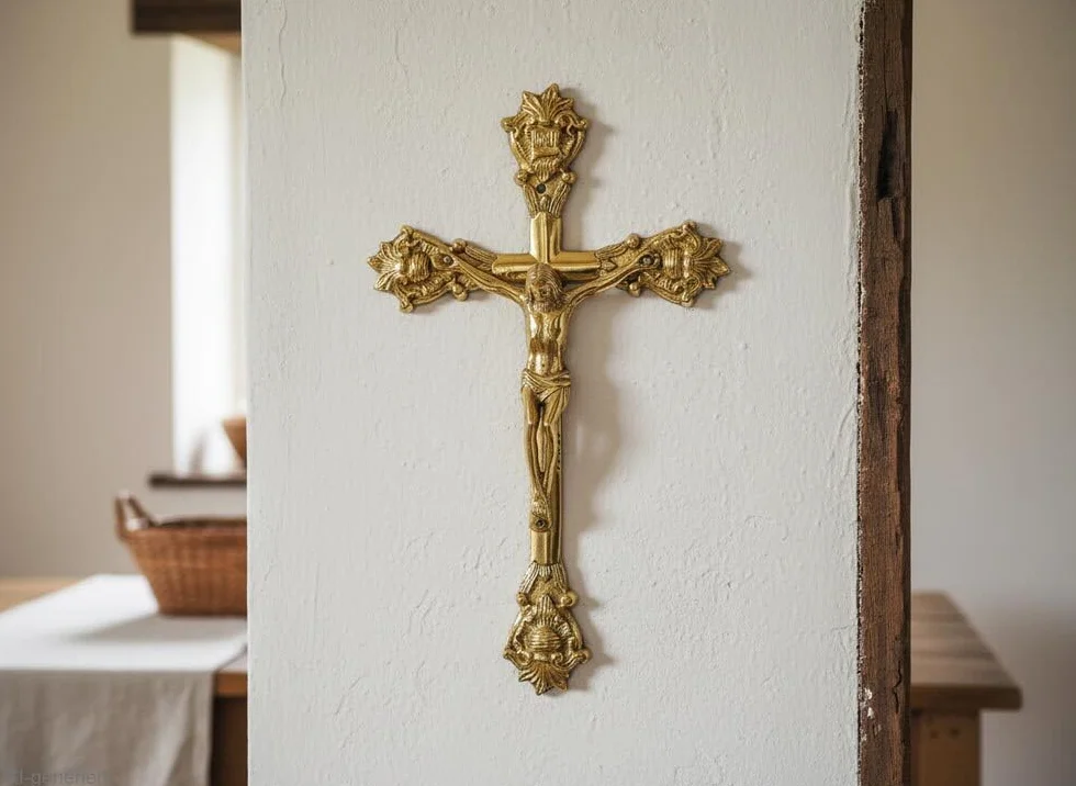 Krzyż ścienny z mosiądzu 32 cm krucyfiks Jezus Chrystus