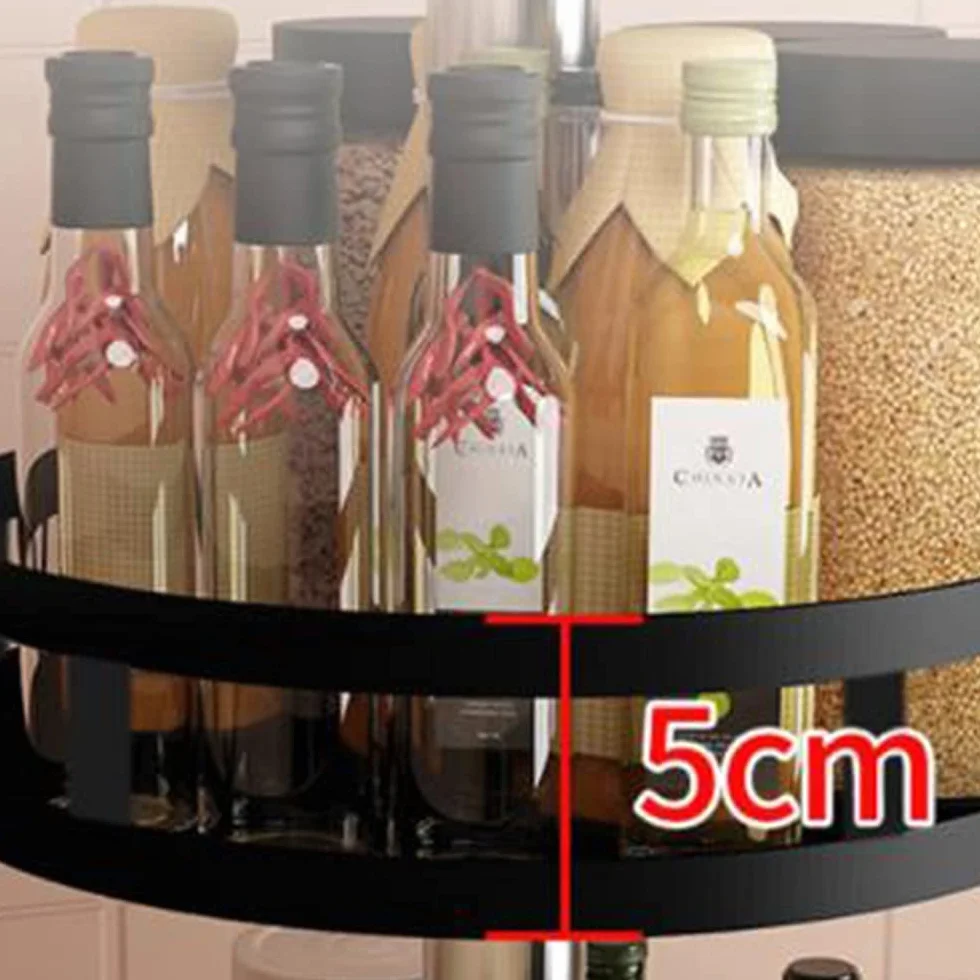Obrotowy stojak na przyprawy, obrotowy stojak na przyprawy o 360 stopni, blat kuchenny z regulacją wysokości (1/2/3 piętro czarny ≤20cm/25cm)