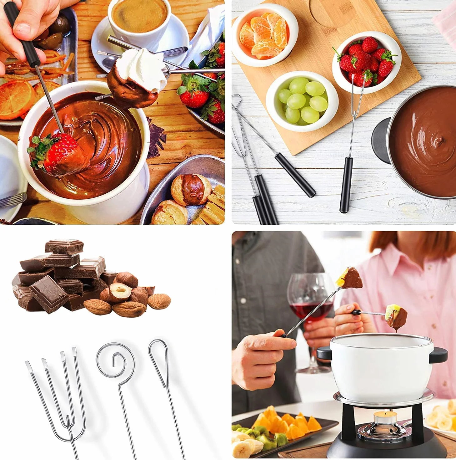 Estink Widelec do pralinek, 10 sztuk, widelec do czekolady, DIY, do pieczenia, ze stali nierdzewnej, widelec do nurkowania, zestaw do ręcznie wykonanych pralin, owoców, cukierków, fondue, trufy