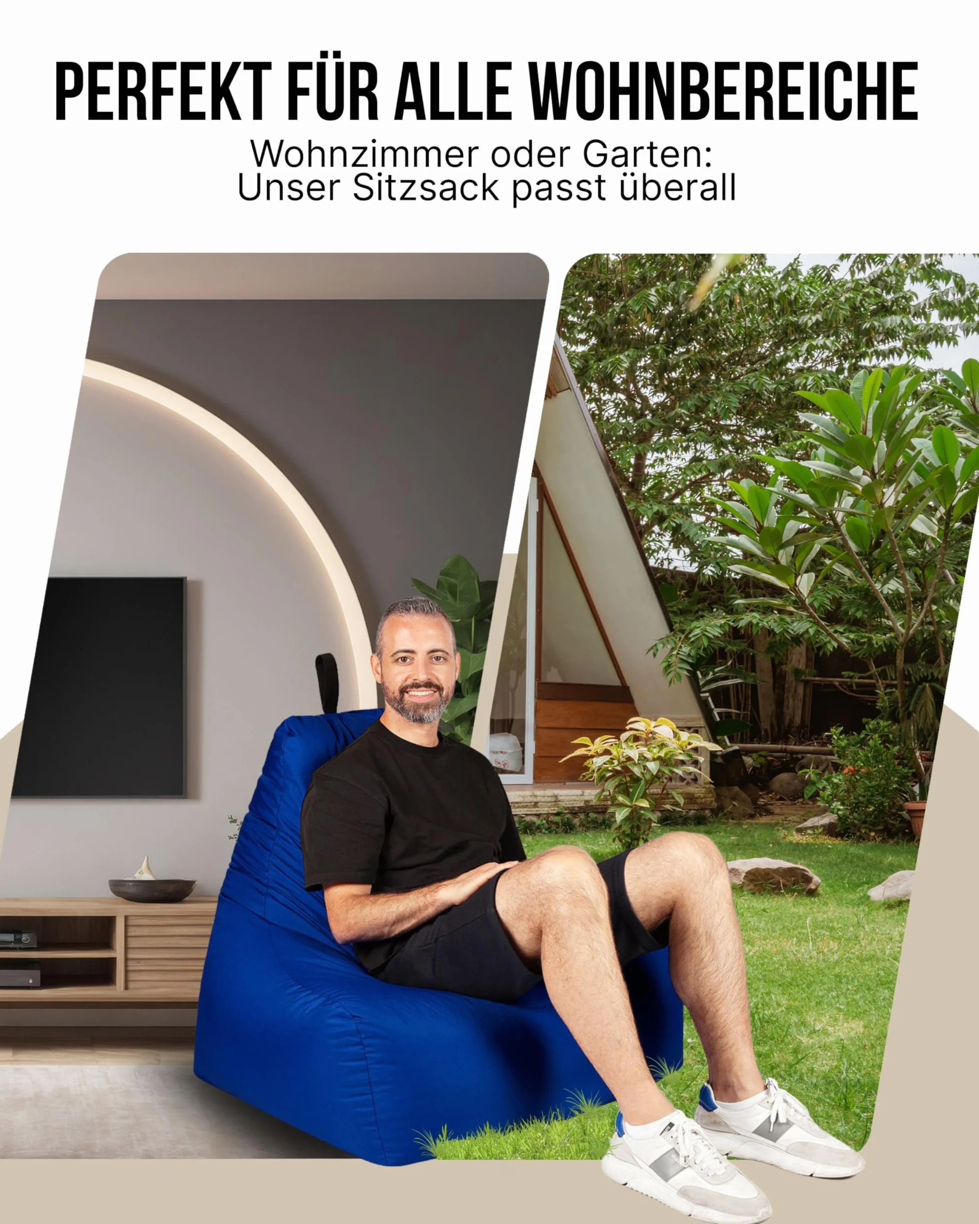 PATCH HOME Patchhome Lounge fotel XL dla graczy, worek do siedzenia i relaksu, nadaje się do użytku wewnątrz i na zewnątrz, fabrycznie wypełniony, rozmiar XL, kolor niebieski, w 2 rozmiarach i 25