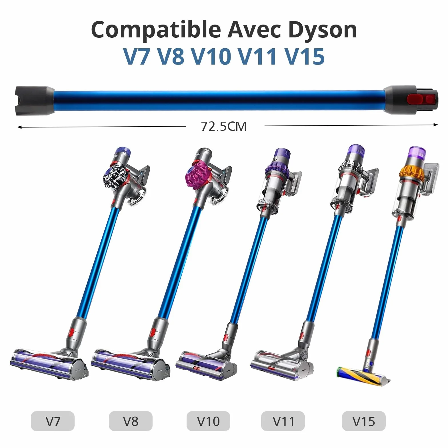Cheerhom 1 x rura teleskopowa Quick Release sztywny pręt kompatybilny z Dyson V7 V8 V10 V11 V15 Stick Cleaners, niebieski
