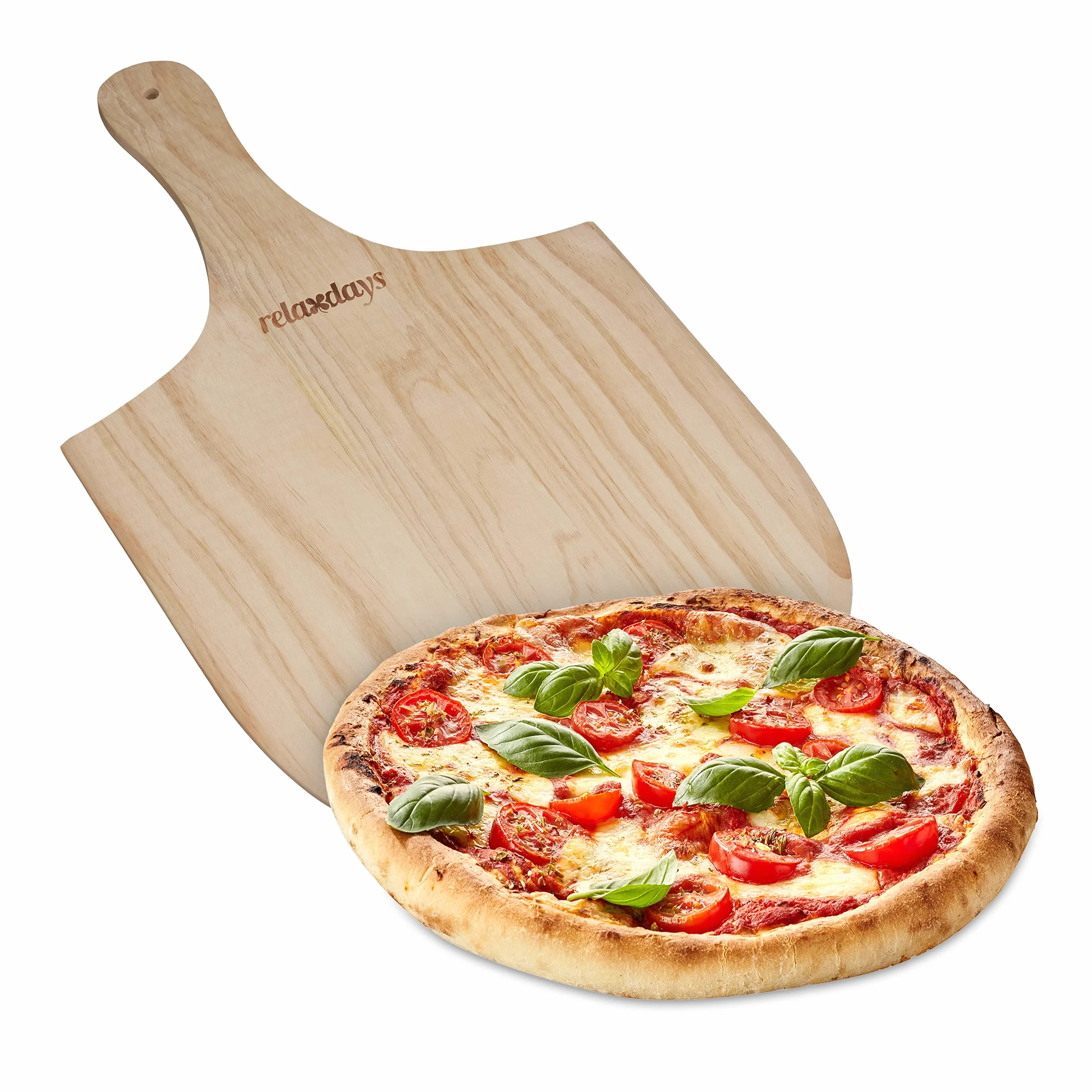 Relaxdays Łopatka do pizzy z drewna, z poręcznym uchwytem, na chleb i ciasto, łopatka do pizzy, szer. x gł.: 30,5 x 54 cm, naturalna