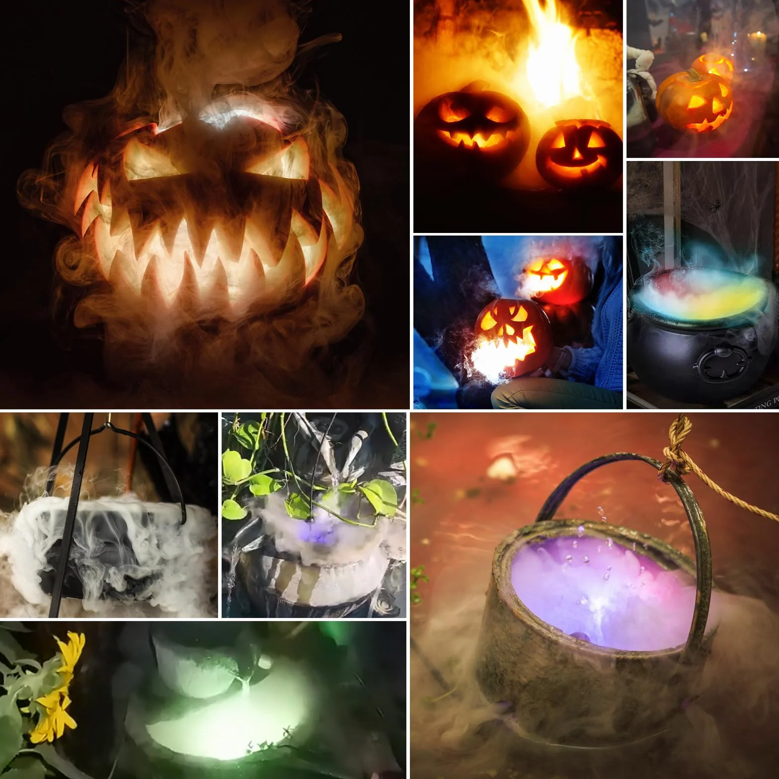 Fogger Mist Maker opryskiwacz na Halloween, czajnik czarownicy, ultradźwiękowy nebulizator, maszyna do mgły, mini fontanna przeciwmgielna, dekoracja na Halloween, do użytku na zewnątrz