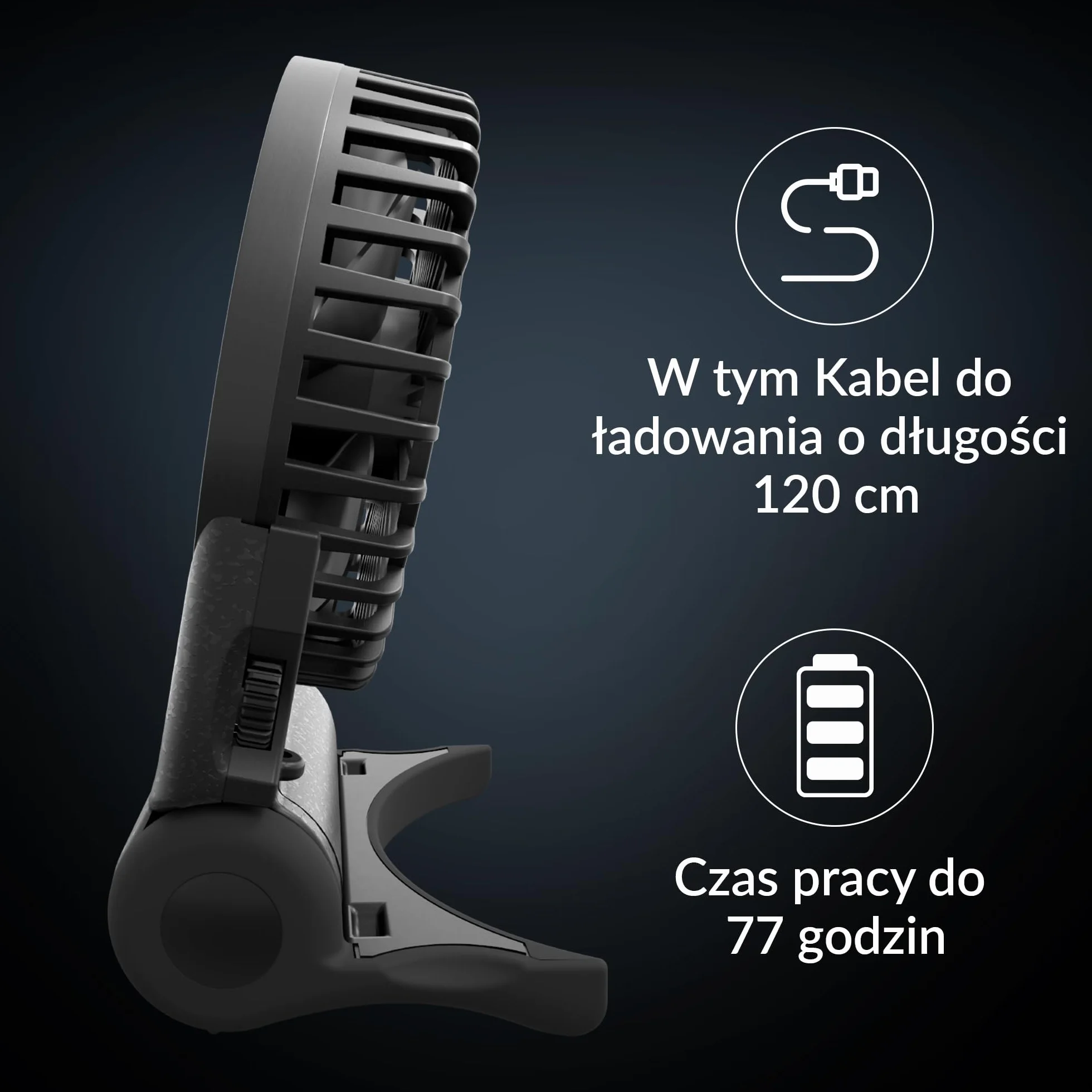 ARCTIC Summair 2Go Wentylator Kieszonkowy z Akumulatorem USB-C Czarny