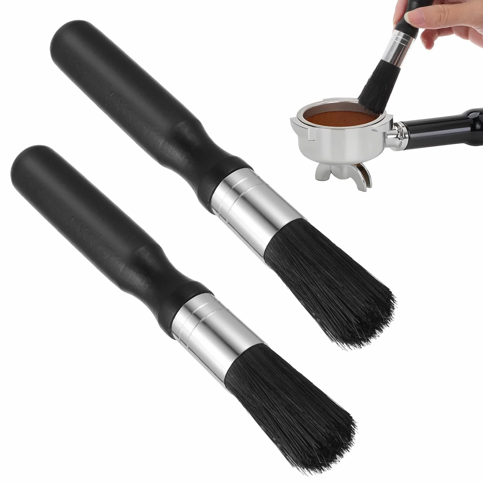 2 sztuki pędzli Barista, szczotka do kawy, szczotka do czyszczenia kawy, nadaje się do czyszczenia fusów z młynków do kawy, filtrów do ekspresów do kawy i różnych przyborów kuchennych