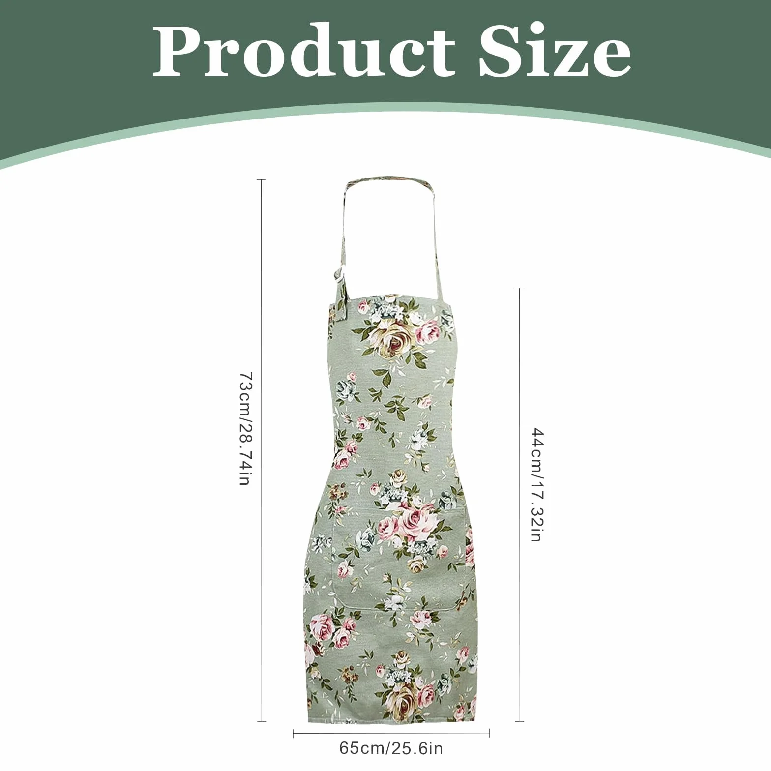 Apron Women bawełniany len, fartuch ogrodowy, z nadrukiem, regulowany fartuch kuchenny, wodoodporny i odporny na olej, fartuch malarski dla dorosłych, do kuchni, jadalni, ogrodu, kawiarni