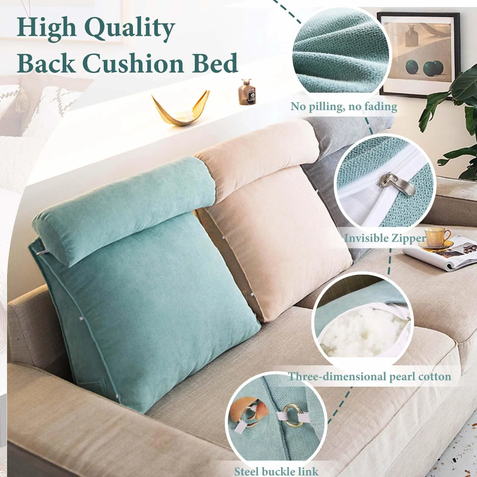 Home Essentials, regulowana poduszka podpierająca odcinek lędźwiowy kręgosłupa, ergonomiczna poduszka pod plecy do czytania w łóżku i na sofie, wygodn
