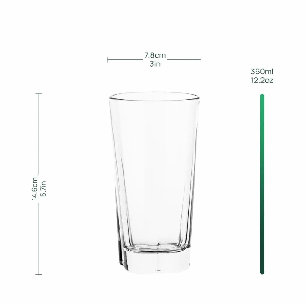 TREND FOR HOME Szklanki Wysokie Szklanki Long Drink Uniwersalne do Drinków Napojów Wody Szkło Przeźroczyste, Komplet Szklanek do Long Drinków, Kolekcja Elin, 300 ML, 6 Sztuk
