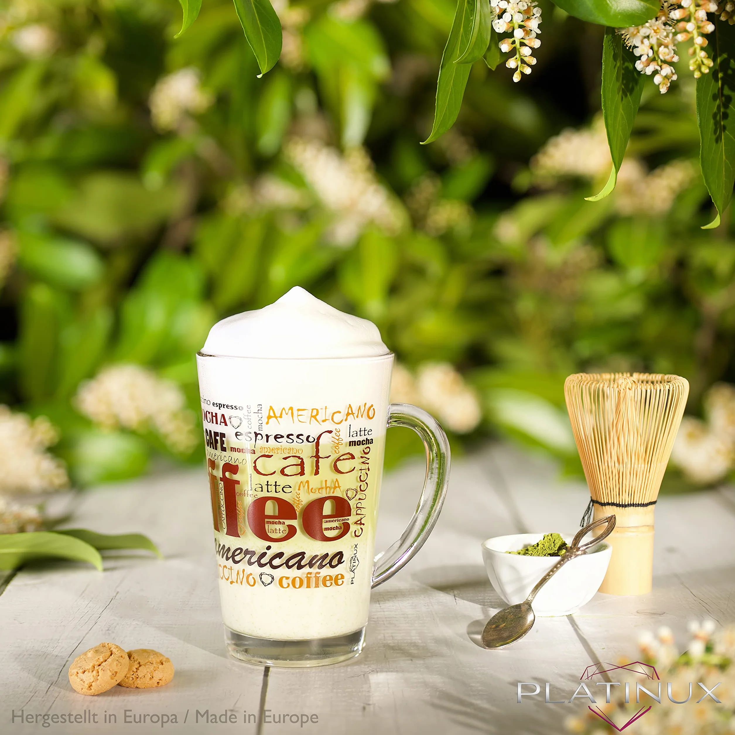 Zestaw szklanek do kawy PLATINUX z motywem max. 350ml, 6-częściowy, ze szkła; szklank do latte macchiato z uchwytem, szklank do cappuccino