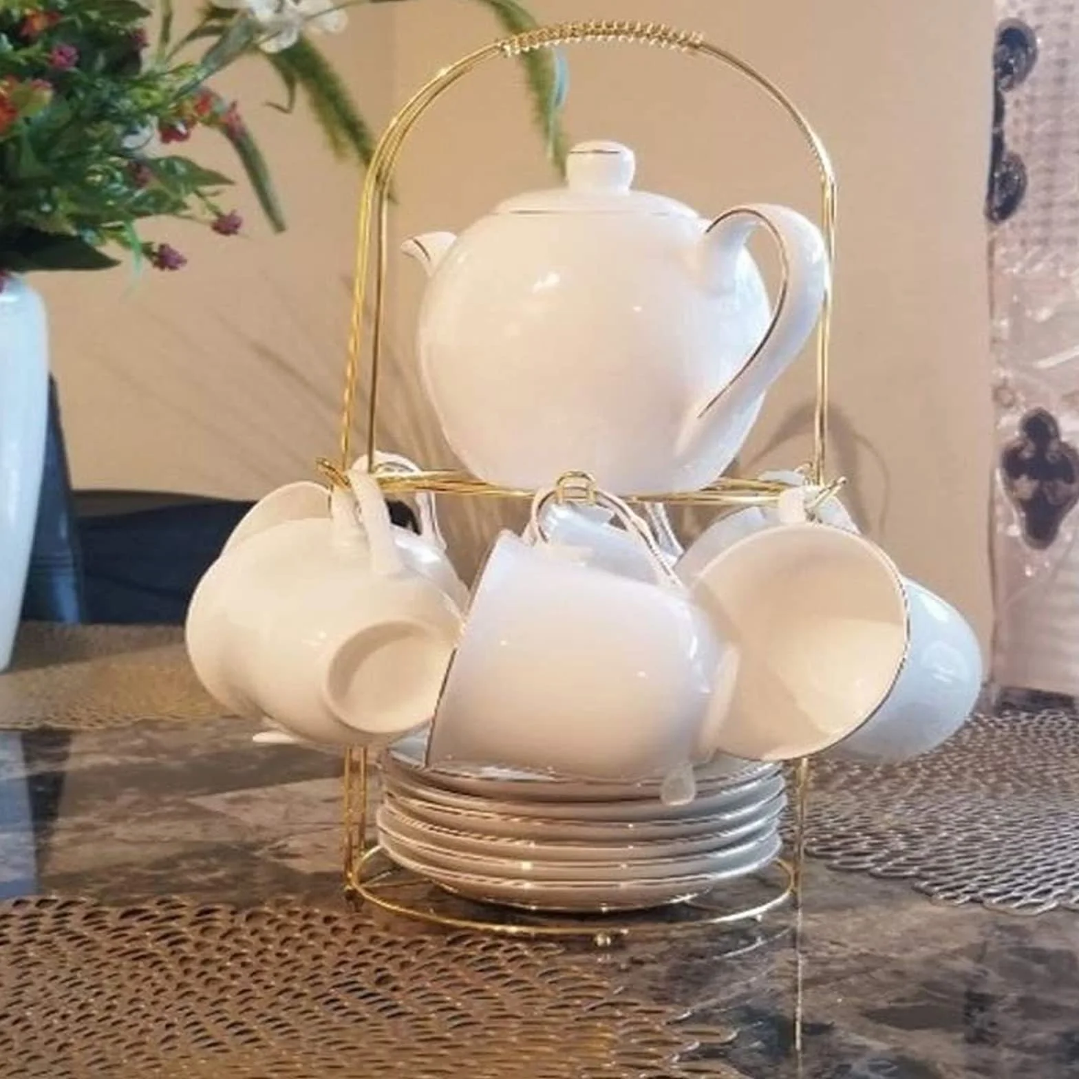 Zestaw do kawy, herbata zestaw popołudniowa herbata ceramiczna zestaw do kawy popołudniowa herbata kawa herbata zestaw do kawy, 700 ml / dzbanek, 160 ml / filiżanka.