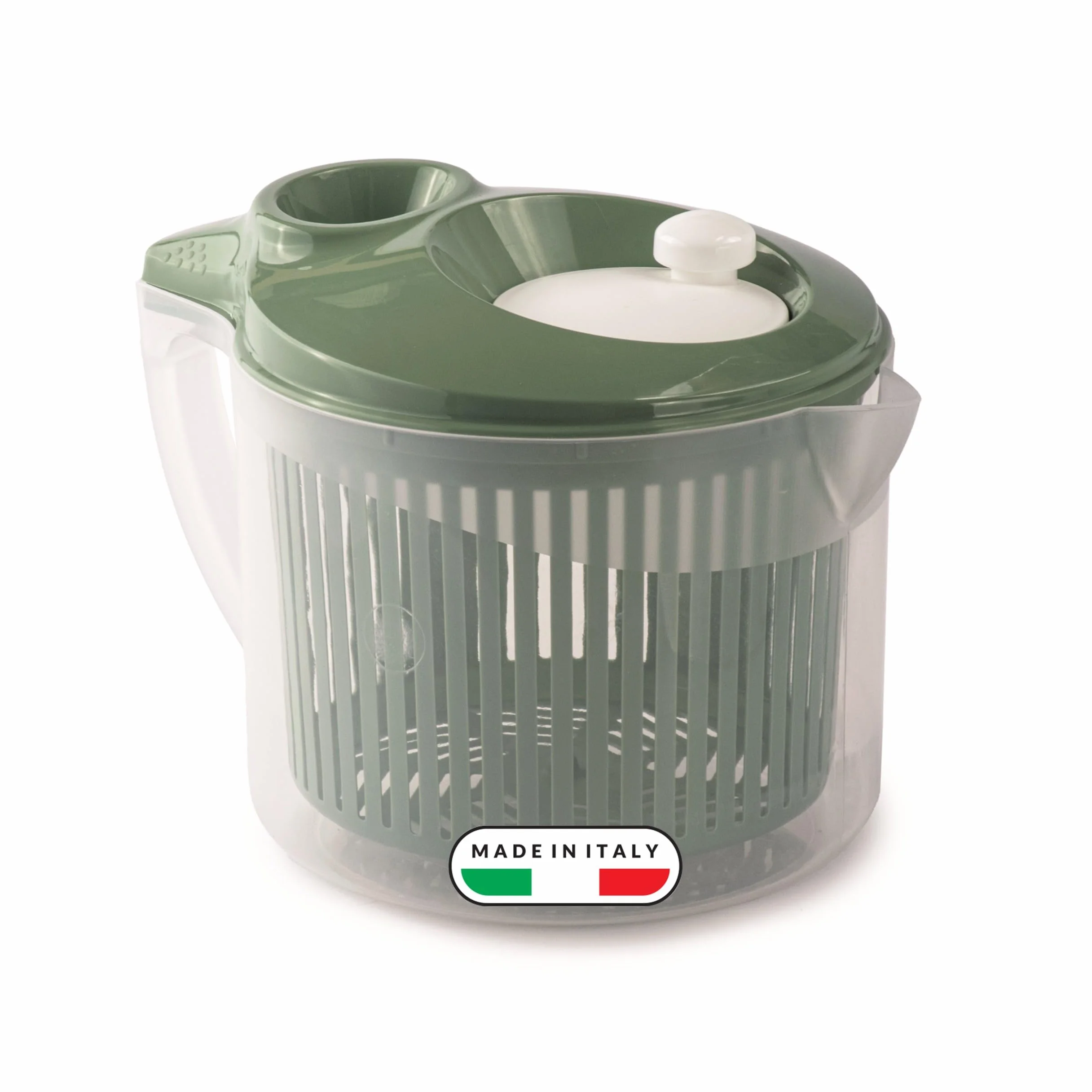 Snips Wash&Dry wirówka do sałaty, 3 litry, 0% tworzywo sztuczne BPA, przezroczysta, z zieloną pokrywką – Made in Italy
