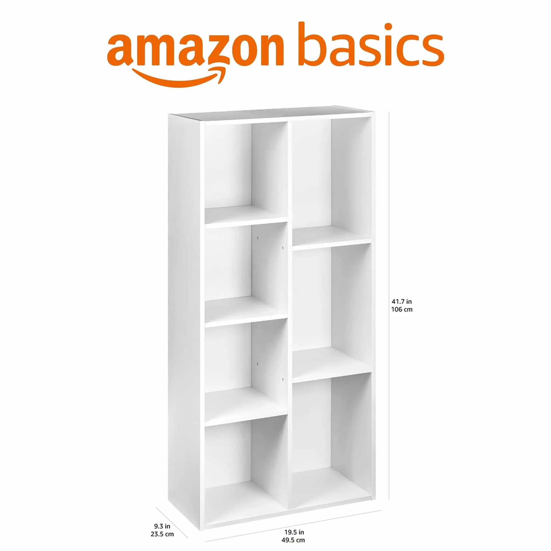 Amazon Basics regał z 7 kwadratowymi przegródkami, kolor biały, 50 x 24 x 106 cm