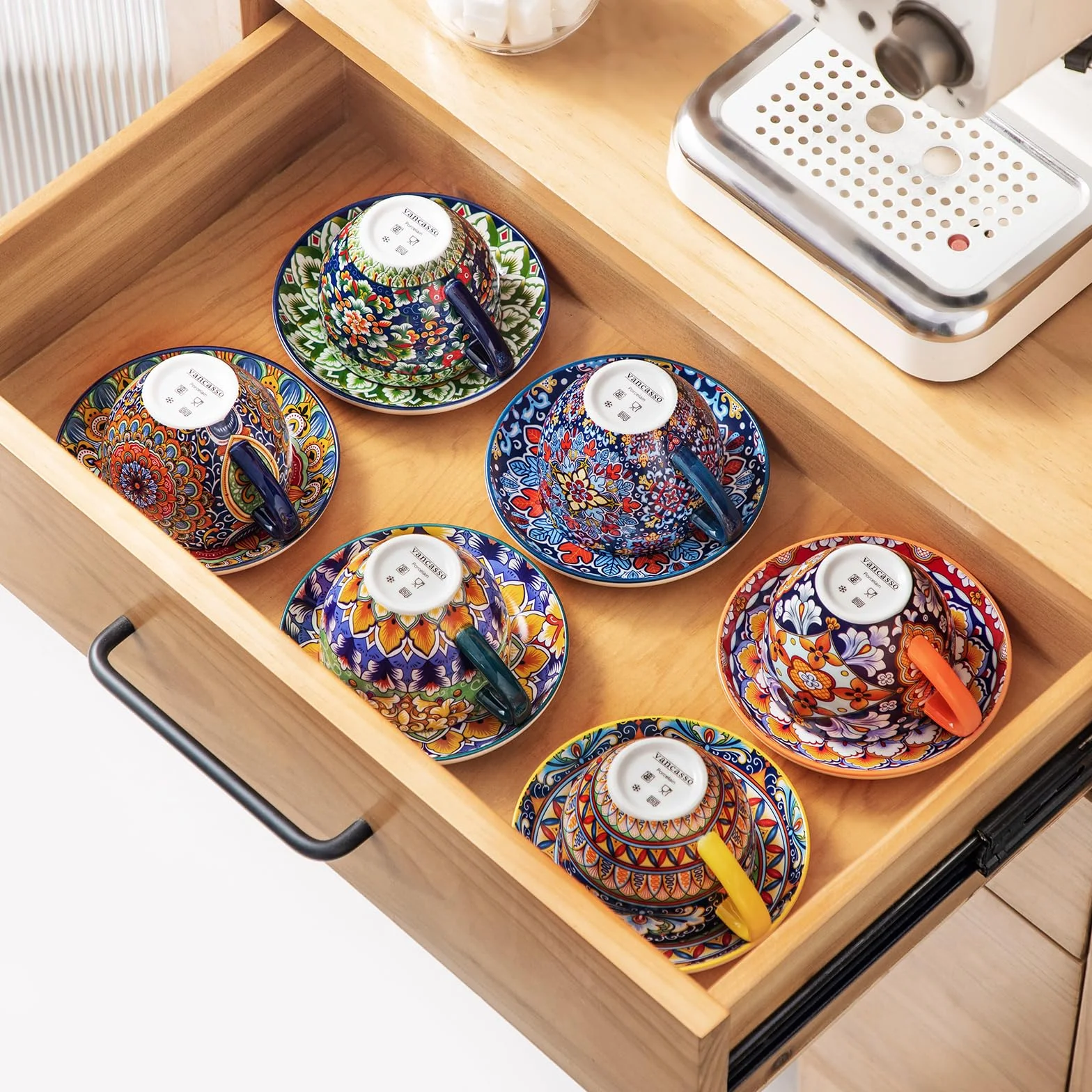 Vancasso SIMI filiżanki do cappuccino ze spodkami, zestaw 6 sztuk