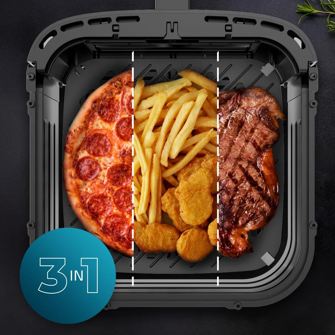 Cecotec Frytkownica powietrzna 8 litrów, frytkownica powietrzna Cecofry&Grill Duoheat 8000, 2200 W, podwójna wytrzymałość, dietetyczna i cyfrowa, okno, regulowana temperatura 80-200 °C, 8 menu