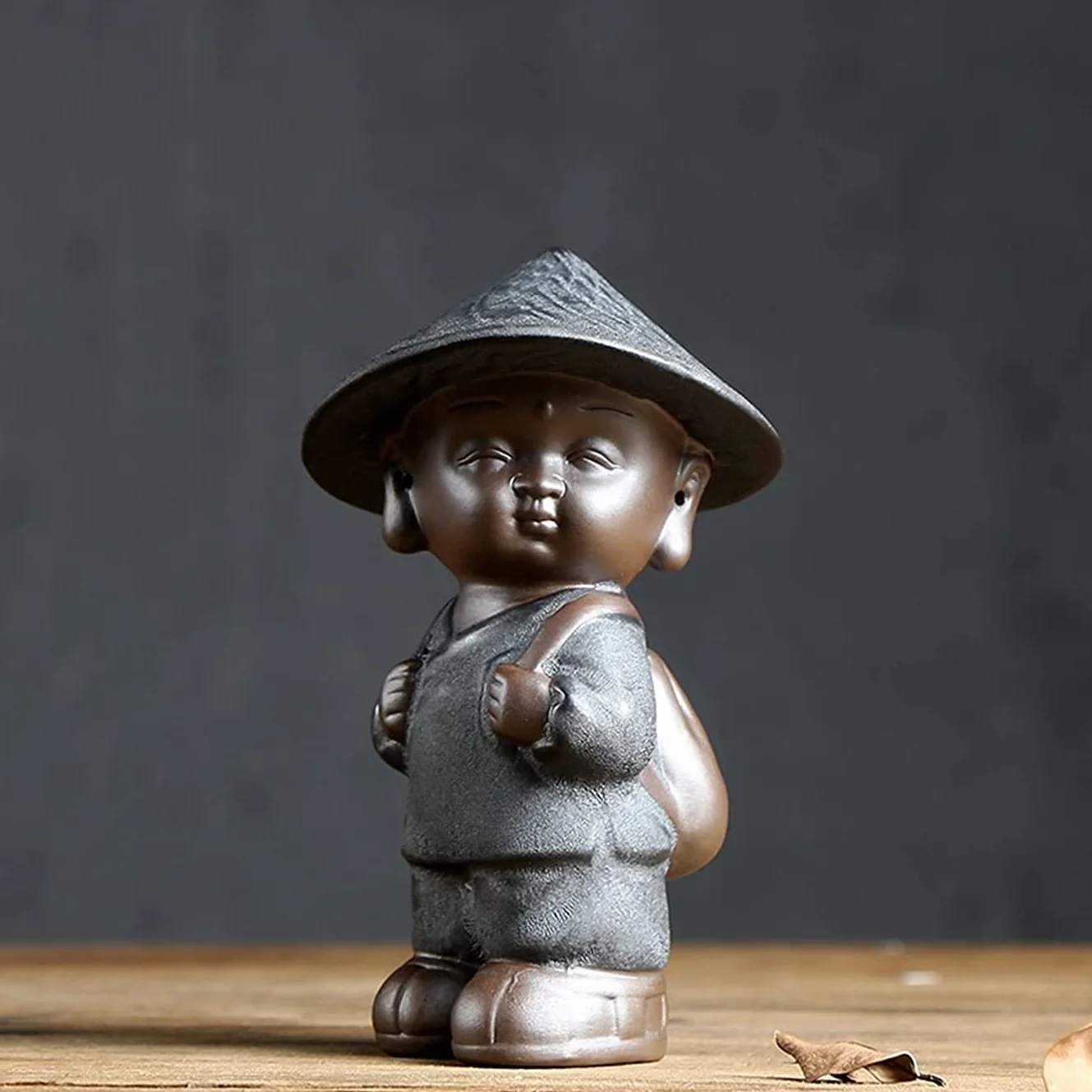 FURLOU Rzeźba dekoracja czarny złoty piasek fioletowy piasek mały mnich mnich chodzik herbata zwierzęta ozdoby butik herbata zabawa ceremonia akcesoria początkujący mnisi