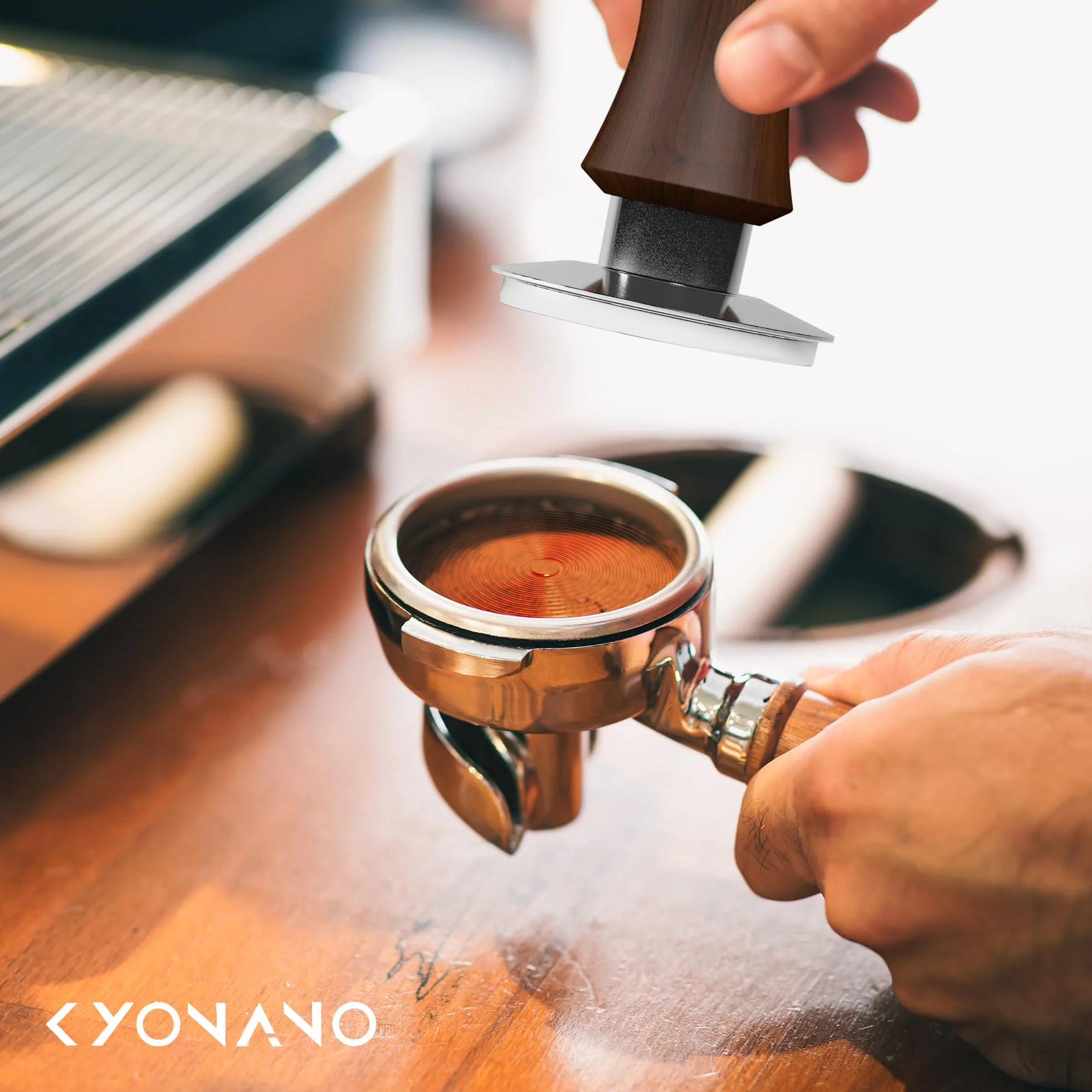 KYONANO Tamper 53,3mm, tamper do kawy i espresso, stylowy tamping force tamper, skalibrowany pod kątem 30 funtów nacisku, ze stali szlachetnej 304, akcesoria do maszyn do espresso ciśnieniowych