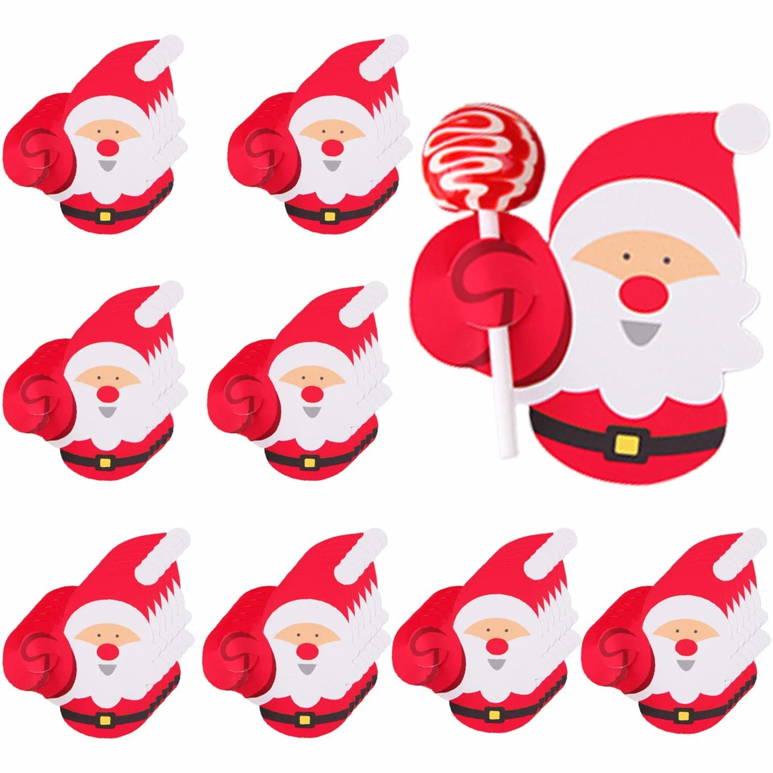 JINGLING Kartka ze s?odyczami - 50 sztuk ?wi?tecznych kartek z pakietem s?odyczy na lizaki, ?wi?teczne lizaki, dekoracje ?wi?teczne, ?wi? Miko?aj/pingwin kandicucker dekoracja opakowanie
