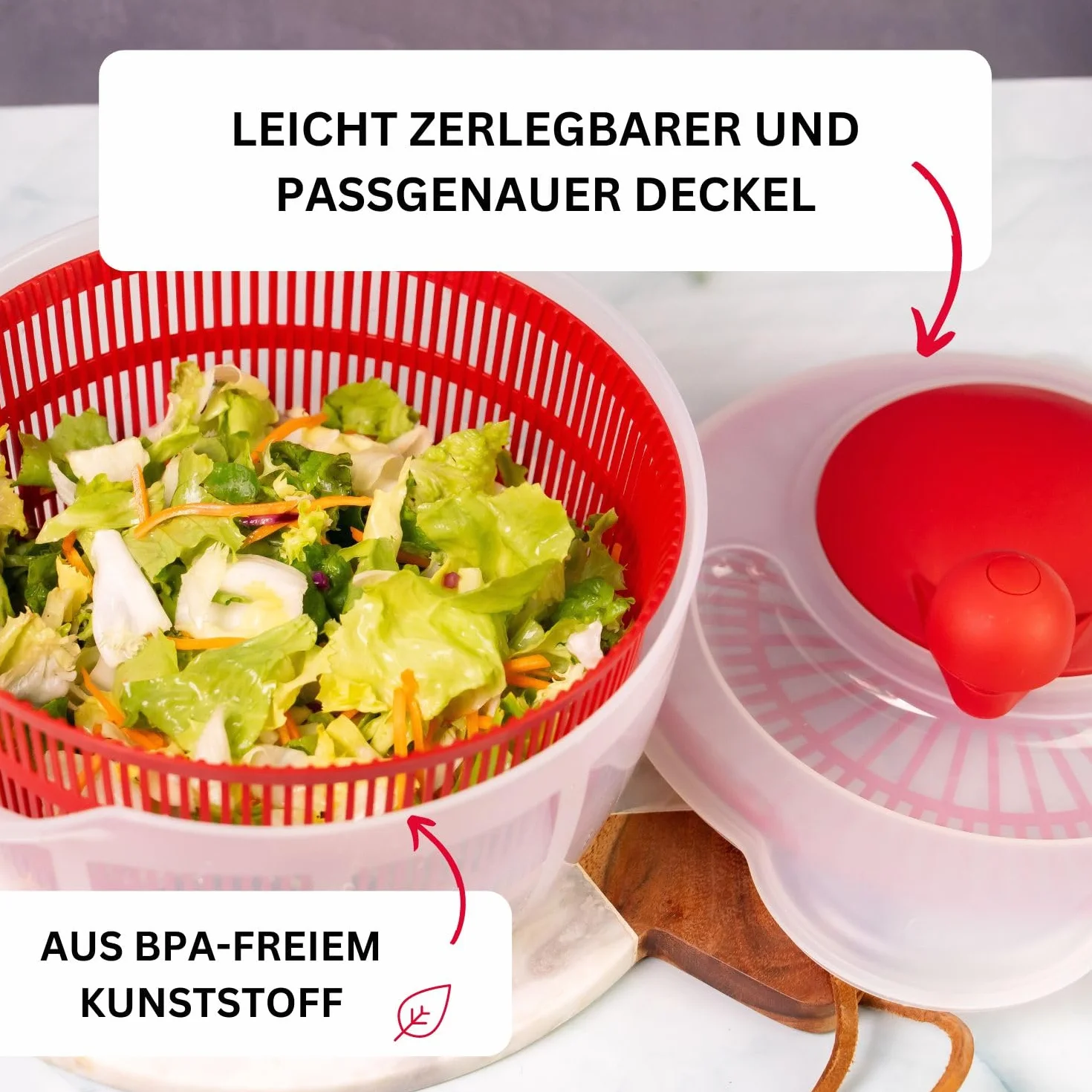 Westmark Wirówka do Sałaty, Pojemność 5 Litrów, Ø 26 cm, Tworzywo Sztuczne, Bpa-Free, Fortuna, Kolor Przezroczysty, Niebieski, 2432224B