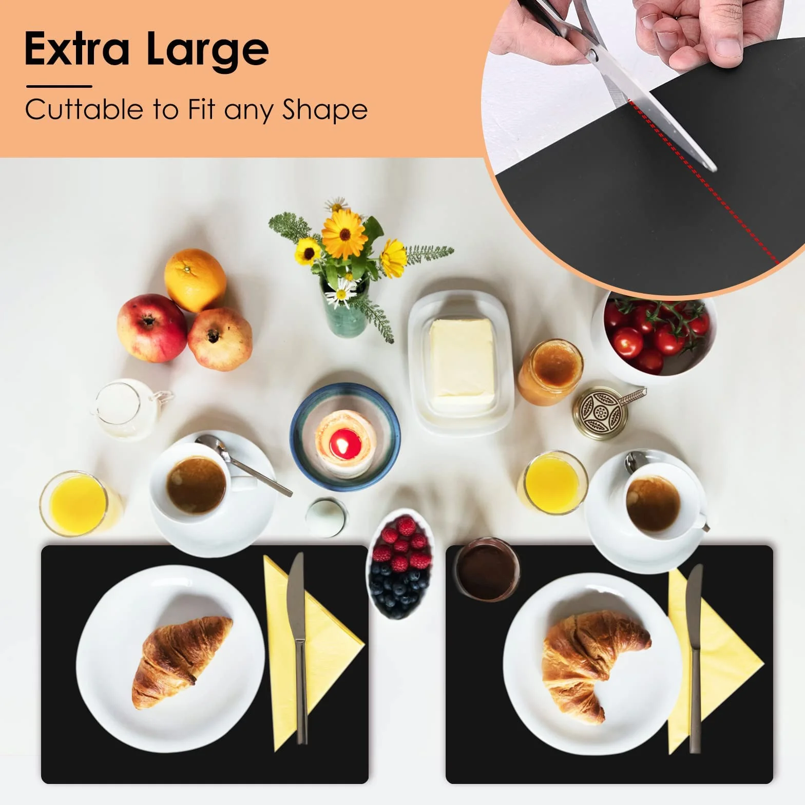 KitchenRaku Bardzo Duża Silikonowa Mata Do Ochrony Blatu Kuchennego, Nieprzywierająca, Odporna Na Wysokie Temperatury, Antypoślizgowa, Rzemieślnicza, Stołowa (Czarna, 60 x 40 cm)