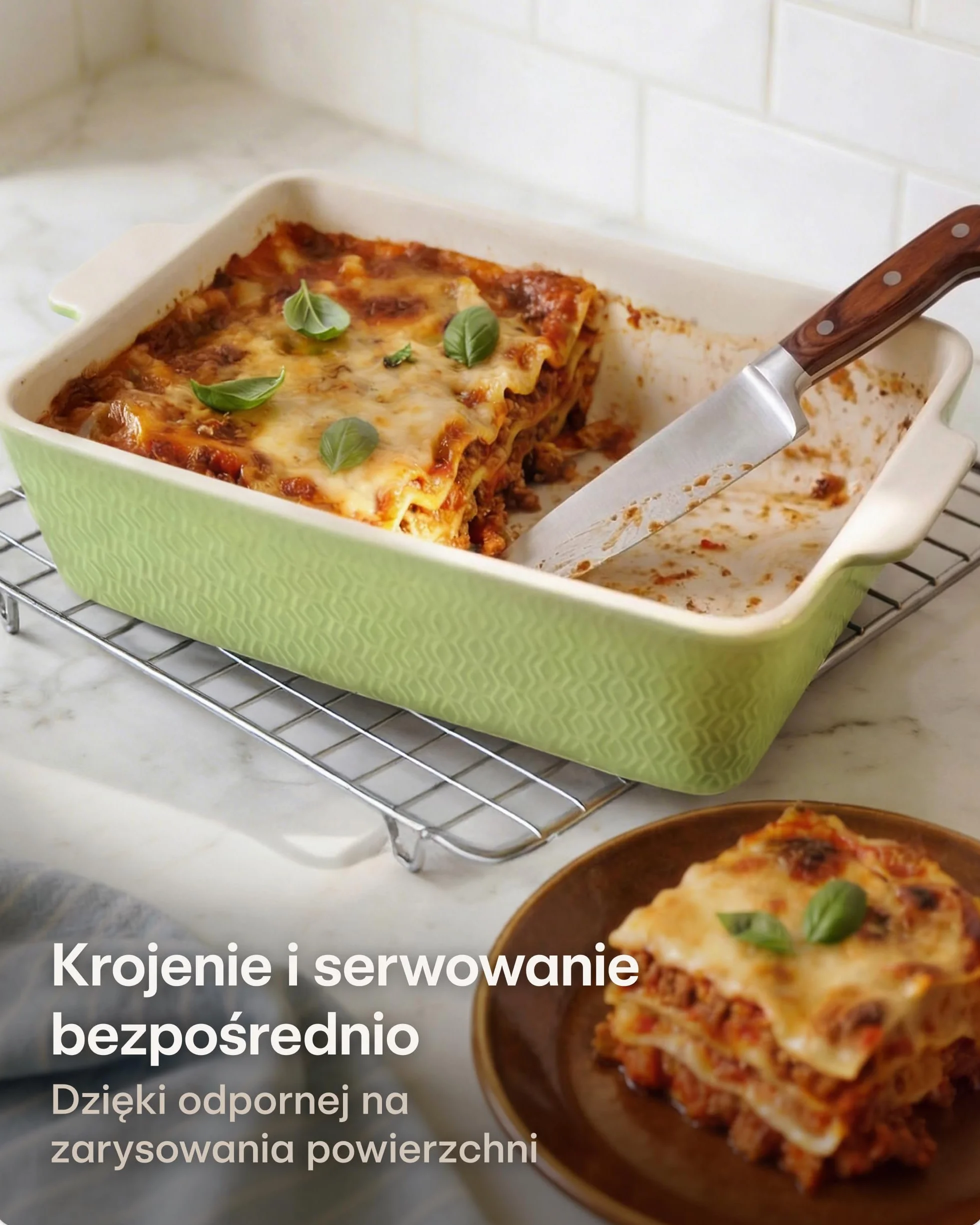Praknu naczynie do zapiekanek ceramiczne duże prostokątne zielone