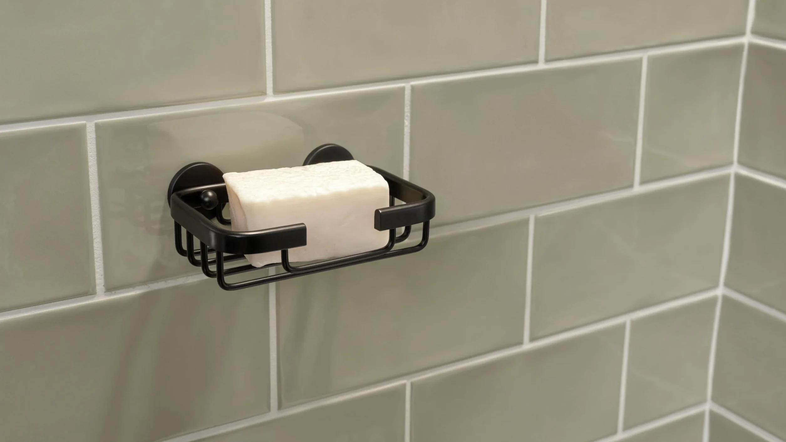 tesa Aluxx Black Mydelniczka Ścienna, Czarny Mat, do Łazienek, w Stylu Industrialnym, Montaż na Masę Klejącą, 135 mm x 46 mm x 95 mm