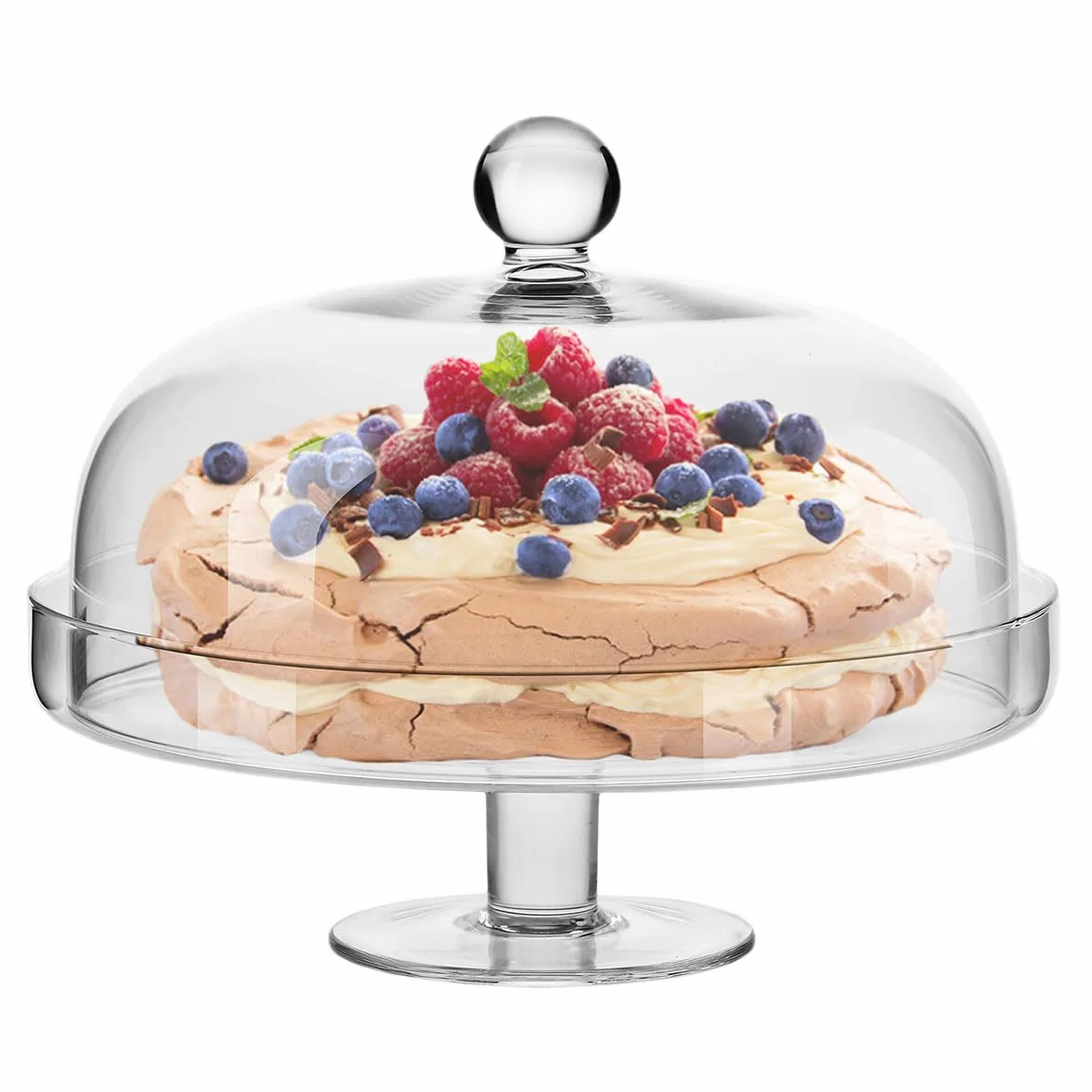 KROSNO Patera z Kloszem do Ciast, Tortów i Deserów Kolekcja Elite, 28 cm | Szkło Kryształowe Bezołowiowe, ręcznie formowana, do owoców, wypieków, słodkości i eleganckiej ekspozycji, mycie ręczne