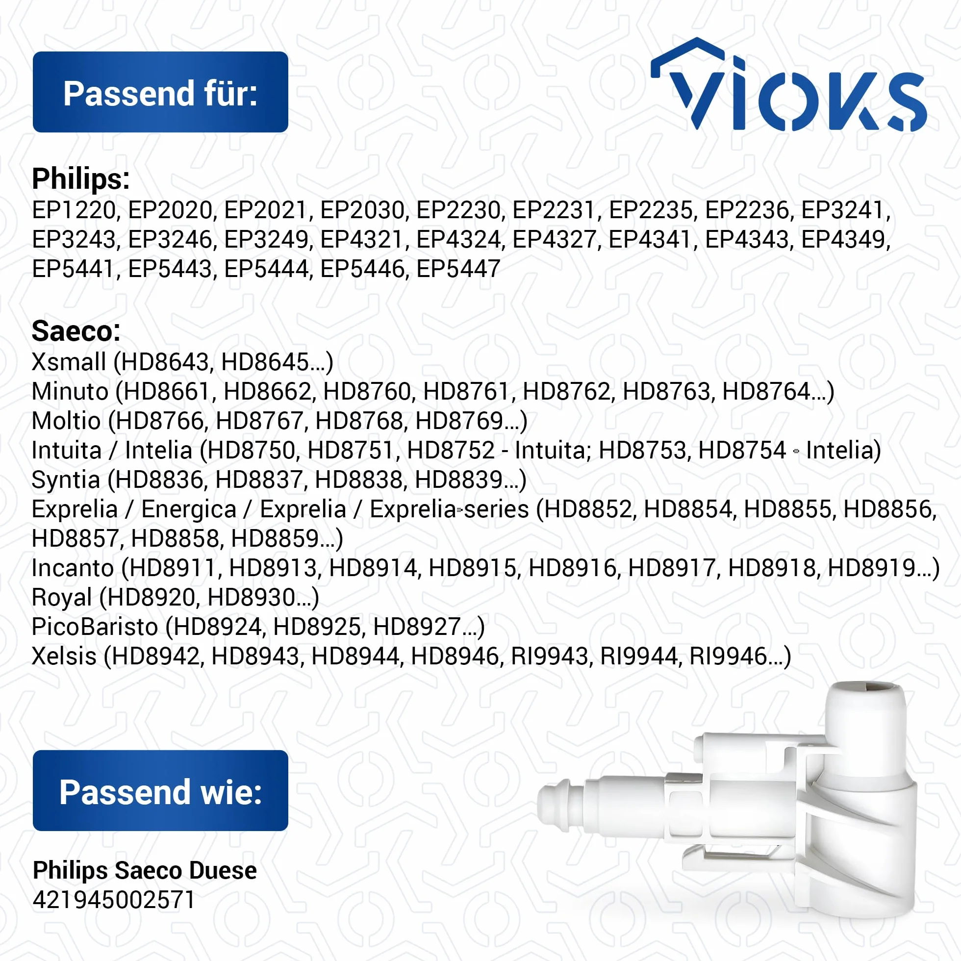VIOKS Wkład zastępczy do Gaggia Saеco Philips 421945002571 Wkład do zaparzacza do pełnoautomatycznych ekspresów do kawy - części zamienne do pełnoautomatycznego ekspresu do kawy Philips