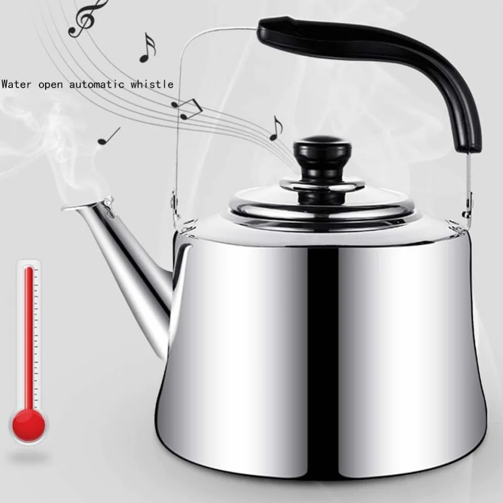 Czajnik z gwizdkiem ze stali nierdzewnej, 3 l, retro, do wszystkich rodzajów kuchenek, w tym indukcyjna duża pojemność, szybkie gotowanie i stylowy design
