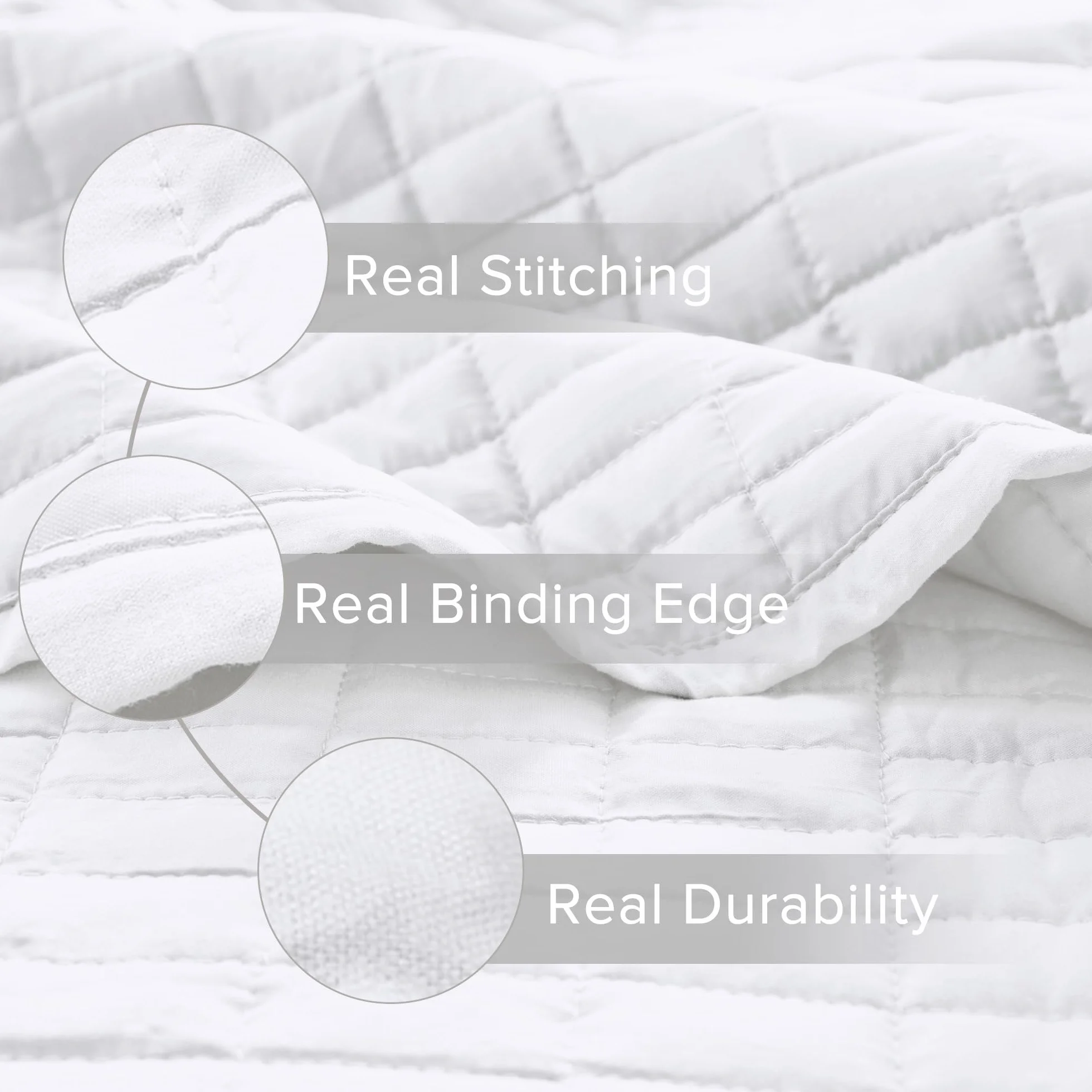 Comfort Spaces Kienna Quilt Set Double Sided Stitching White Twin/Twin XL 2 Piece