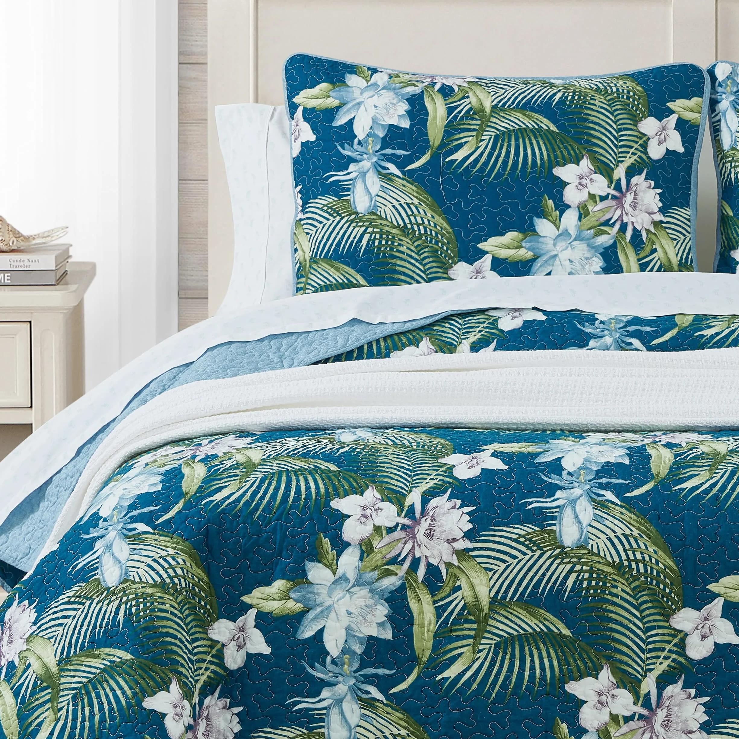 Tommy Bahama | Zestaw kołder - 100, odwracalny, lekki i oddychający, wstępnie sprany dla dodatkowej miękkości, bawełna, ciemnoniebieski, Queen