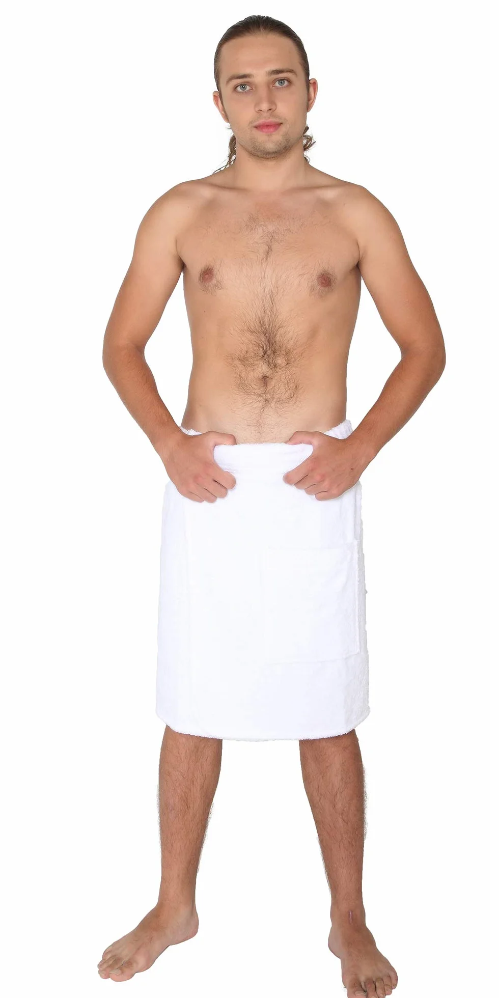 Męski Kilt do Sauny z Rzepem i Gumką – 100% Organiczna Bawełna Frotte, Certyfikat GOTS – Ręcznik do Sauny, Spa i Wellness – Miękki, Chłonny, Regulowany