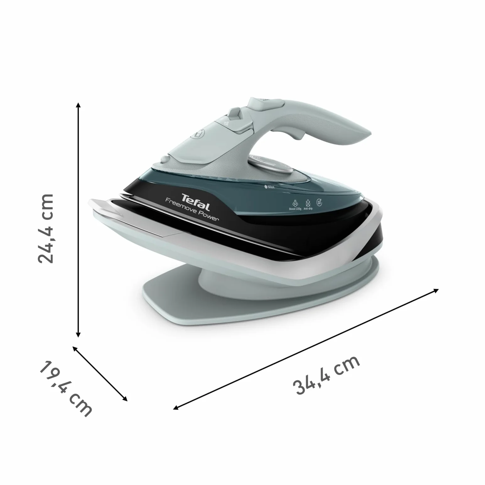 Tefal FV6670E0 Freemove Power Bezprzewodowe żelazko parowe, 2600W, auto-off, prasowanie w pionie, stały wyrzut pary 40 g/min, uderzenie pary 220 g/min, wysokiej jakości stopa ceramiczna