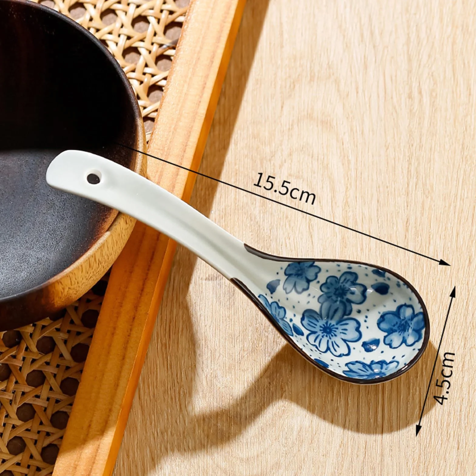 Chińskie łyżki do zupy, ceramiczne łyżki do zupy, japoński styl, zestaw łyżek do ramenu, porcelanowe łyżki, ceramiczne łyżki retro, azjatycka zastawa stołowa do ramenu, ryżu, wonton, pho, pierogów