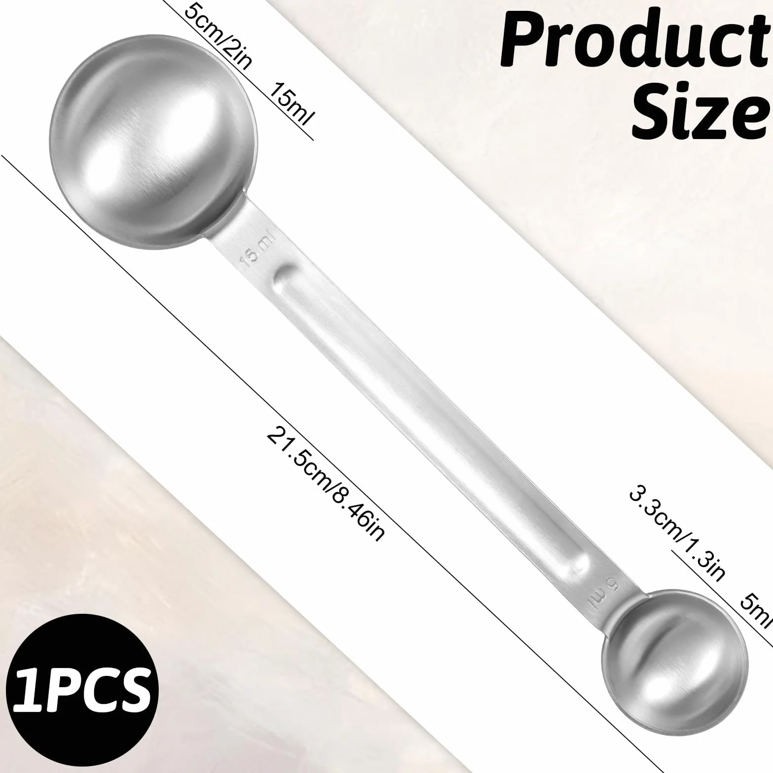 Thinp Łyżka miarowa stołowa, łyżka do kawy ze stali nierdzewnej 1 łyżeczka do herbaty (5ml) i 1 łyżka stołowa (15ml) z podwójnym końcem łyżeczka do herbaty i łyżka stołowa do gotowania pieczenia