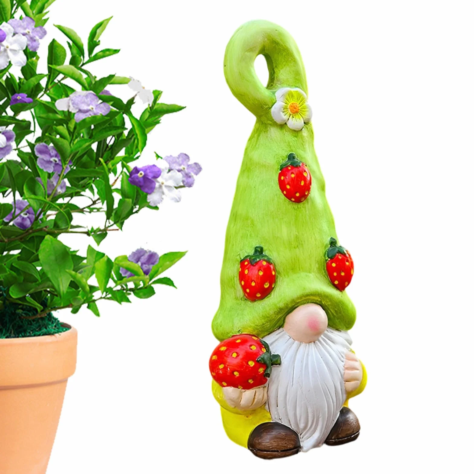 Miniaturowe Krasnale Statuetki Ceramiczna figurka krasnala z owocami | Wiosenna Rzeźba Krasnali Do Ogrodu, Gabinetu, Pokoju Dziecięcego, Stolika Nocnego, Półek Ekspozycyjnych, Salonu, Półki,
