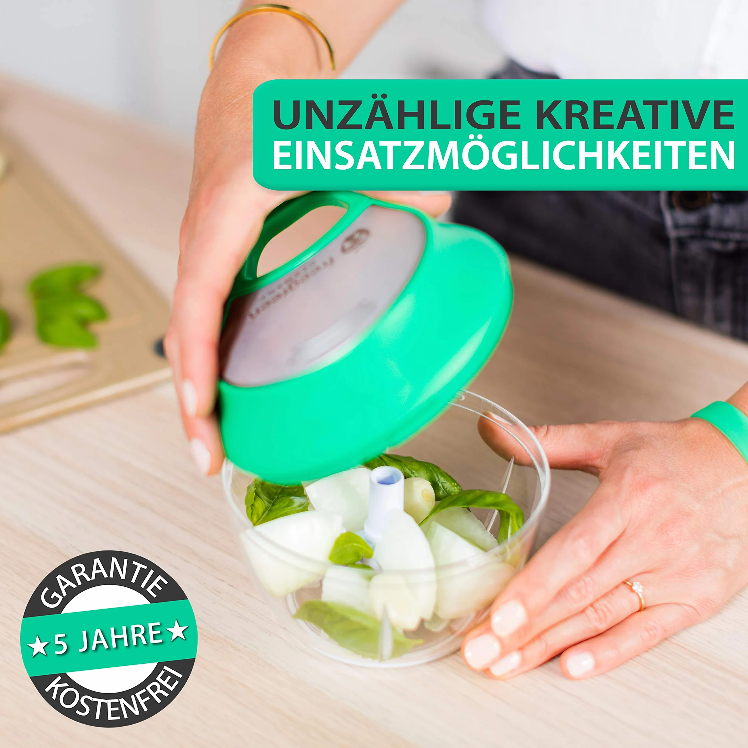 freegreen® Germany krajalnica do warzyw 540 ml, wielofunkcyjna szatkownica, uniwersalna szatkownica, idealna do owoców i warzyw, cebuli, czosnku, pomidorów, orzechów