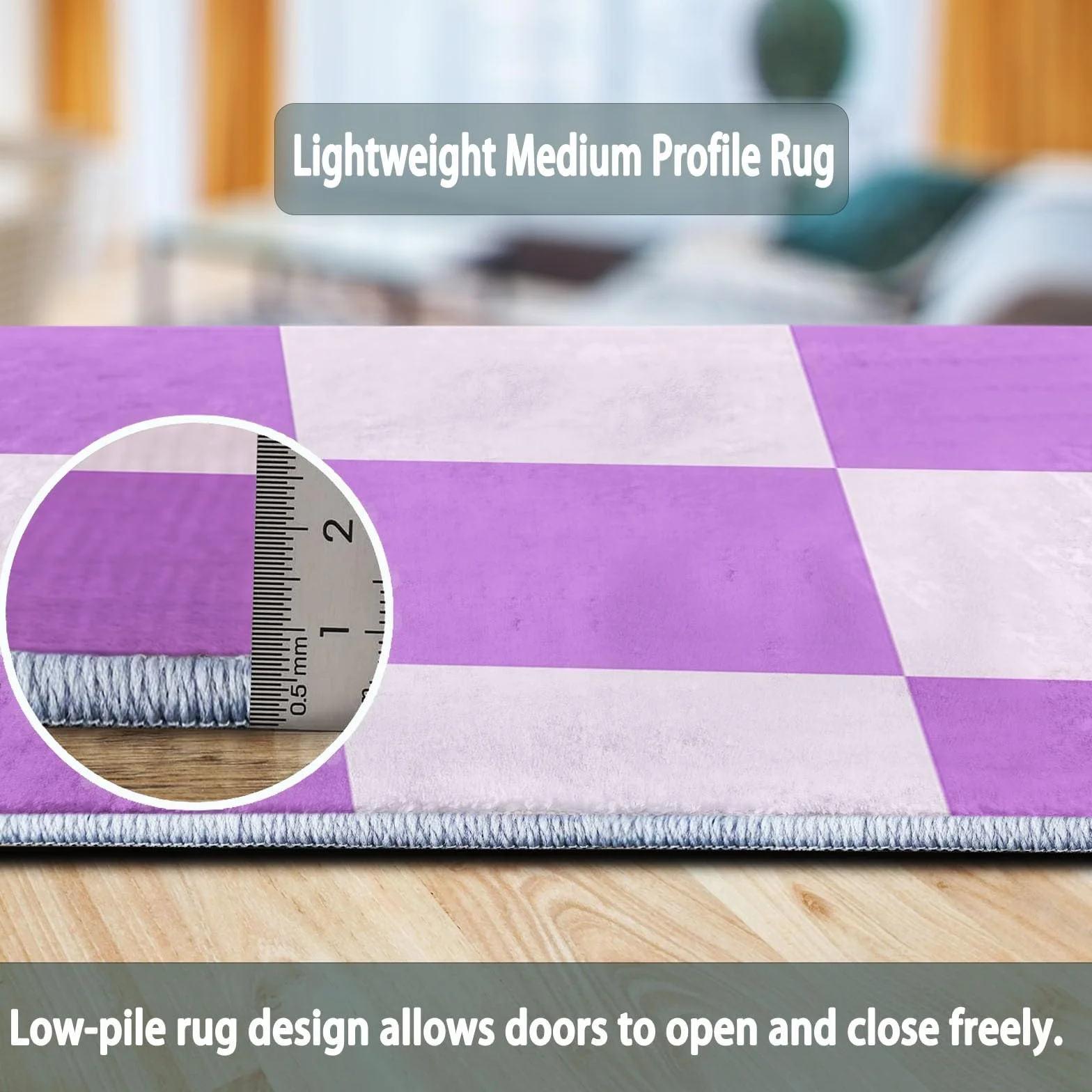 Nowoczesny minimalistyczny fioletowy dywan 140 x 200 cm krótkie runo zmywalny antypoślizgowy do salonu jadalni sypialni wystrój domu