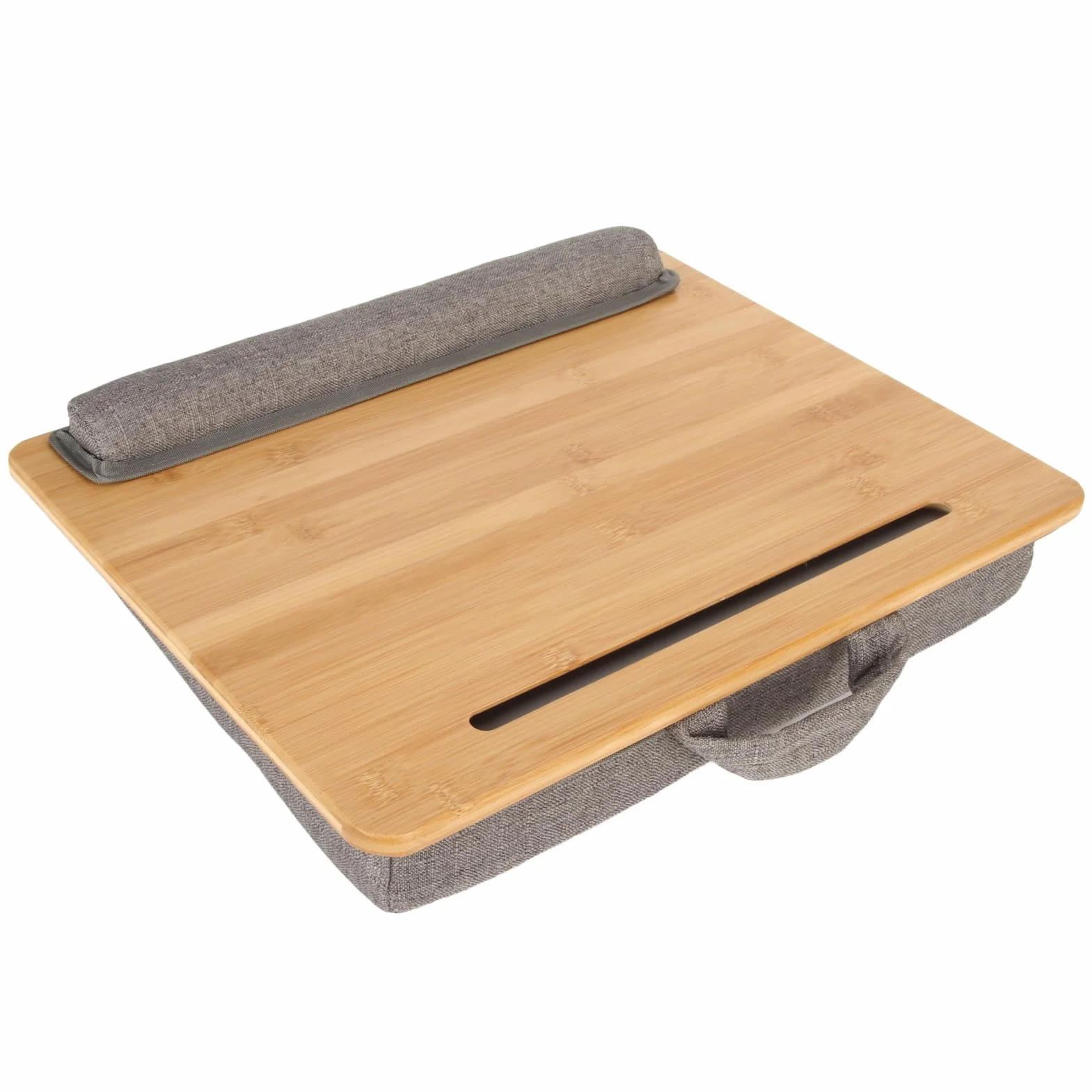Biurko z poduszką na Nadgarstek, Lekkie, Przenośne Biurko z Bambusa na Laptopa, z Miejscem Tablet z Kątem Nachylenia, Idealne do Domu, Biura, Pracy i Czytania