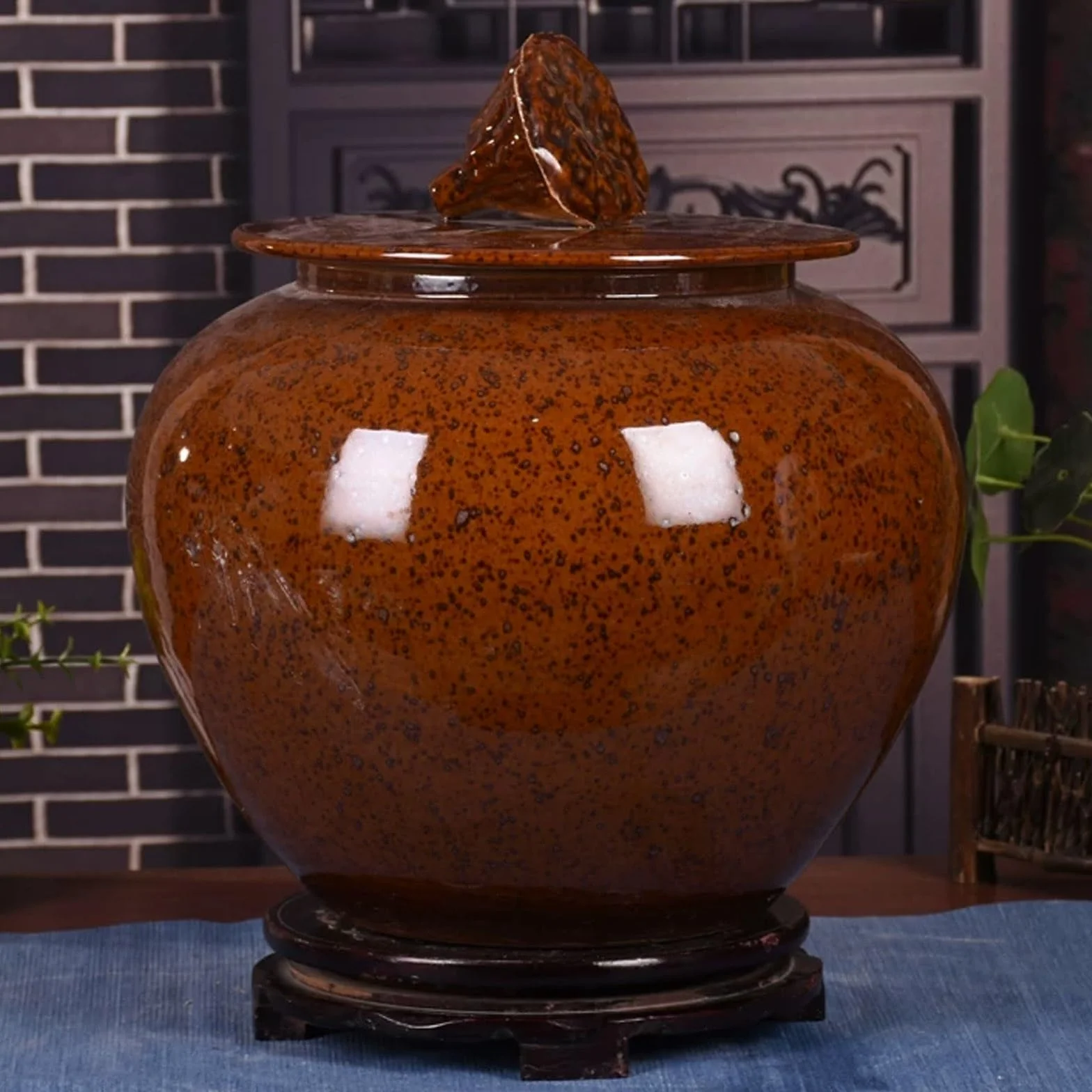 Generisch Ceramiczny pojemnik na zboża z hermetyczną pokrywką, duża pojemność, pojemniki na zapasy w stylu chinoiserii, do ryżu, mąki, płatków owsianych, kawy, brązowego cukru, herbaty, ciastek
