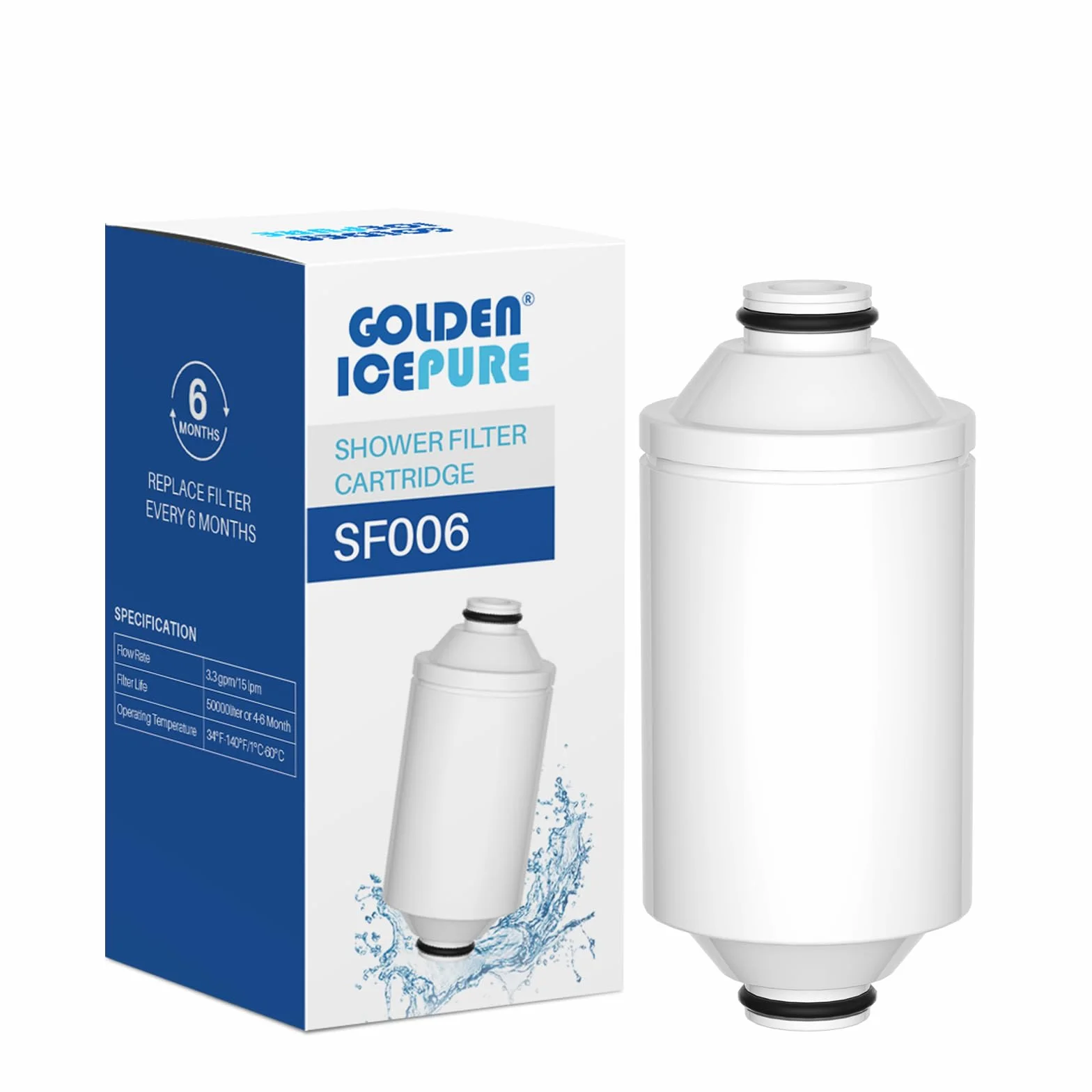 GOLDEN ICEPURE Wkład filtra prysznicowego – Premium oczyszczacz wody do systemów Philips AWP175 (AWP1775WH / AWP1775CH), 1 szt